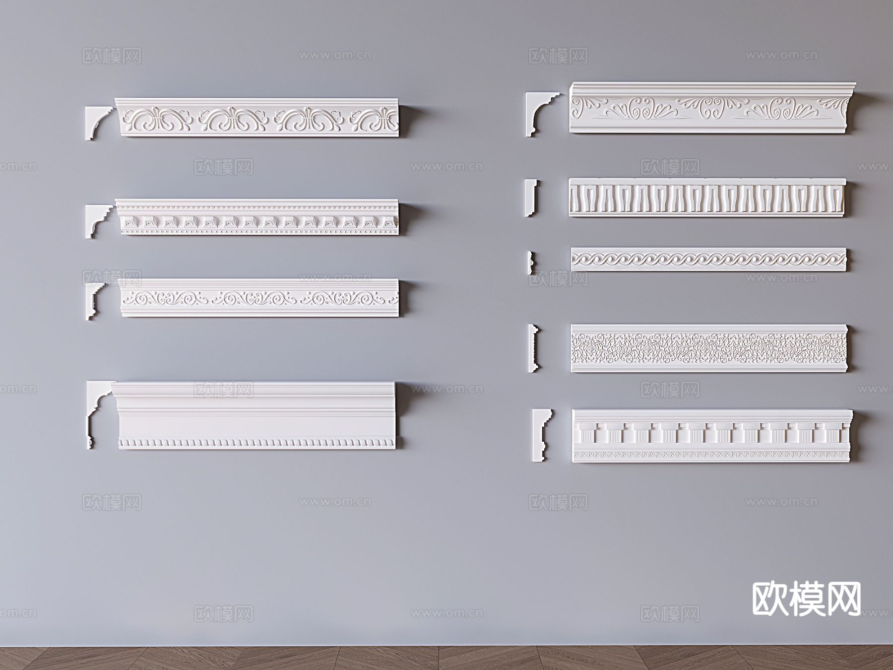 法式石膏线 阴角线 天花角线 踢脚线3d模型下载
