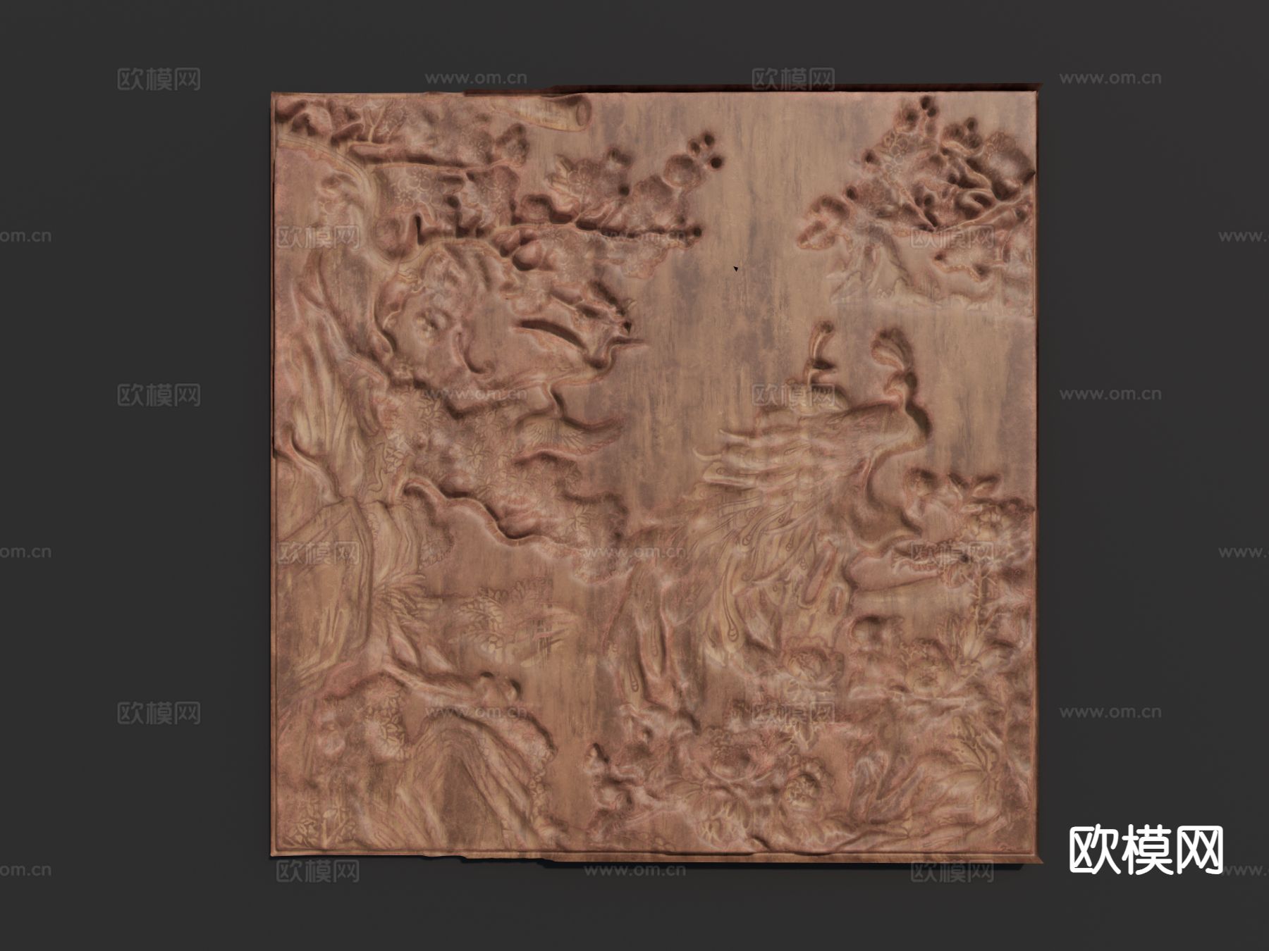 中式壁画 龙纹壁画 浮雕su模型下载（渲染图2）