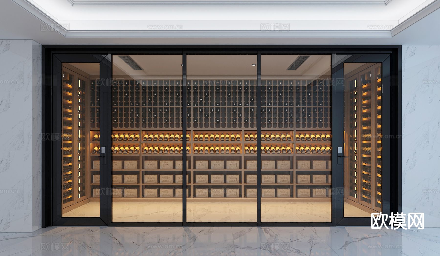 冷藏室 恒温室 红酒酒窖su模型下载（渲染图2）