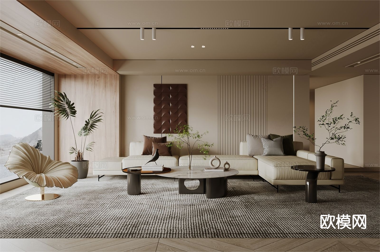 侘寂风客厅3d模型下载