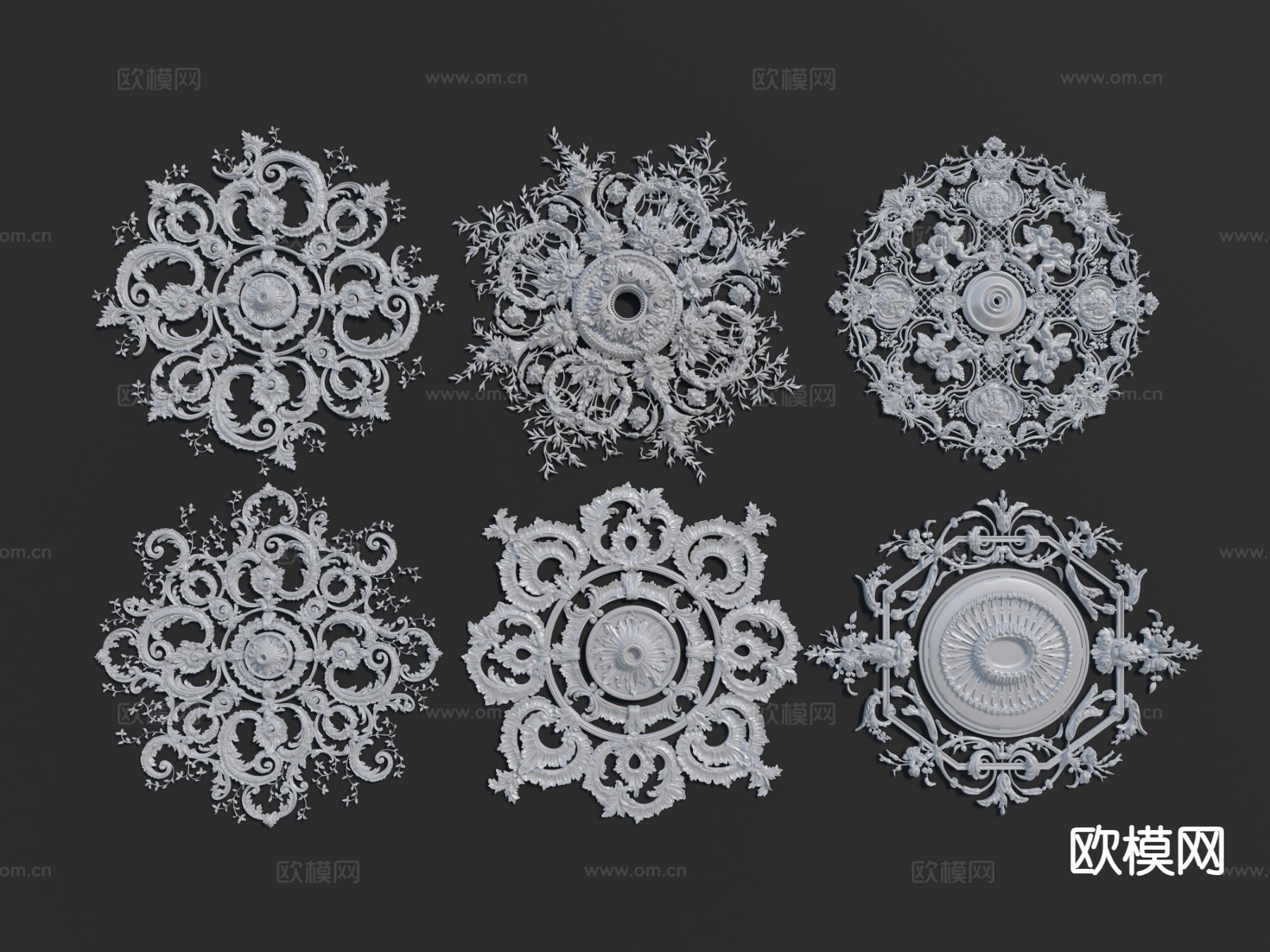 欧式雕花 吊顶 浮雕su模型下载（渲染图2）