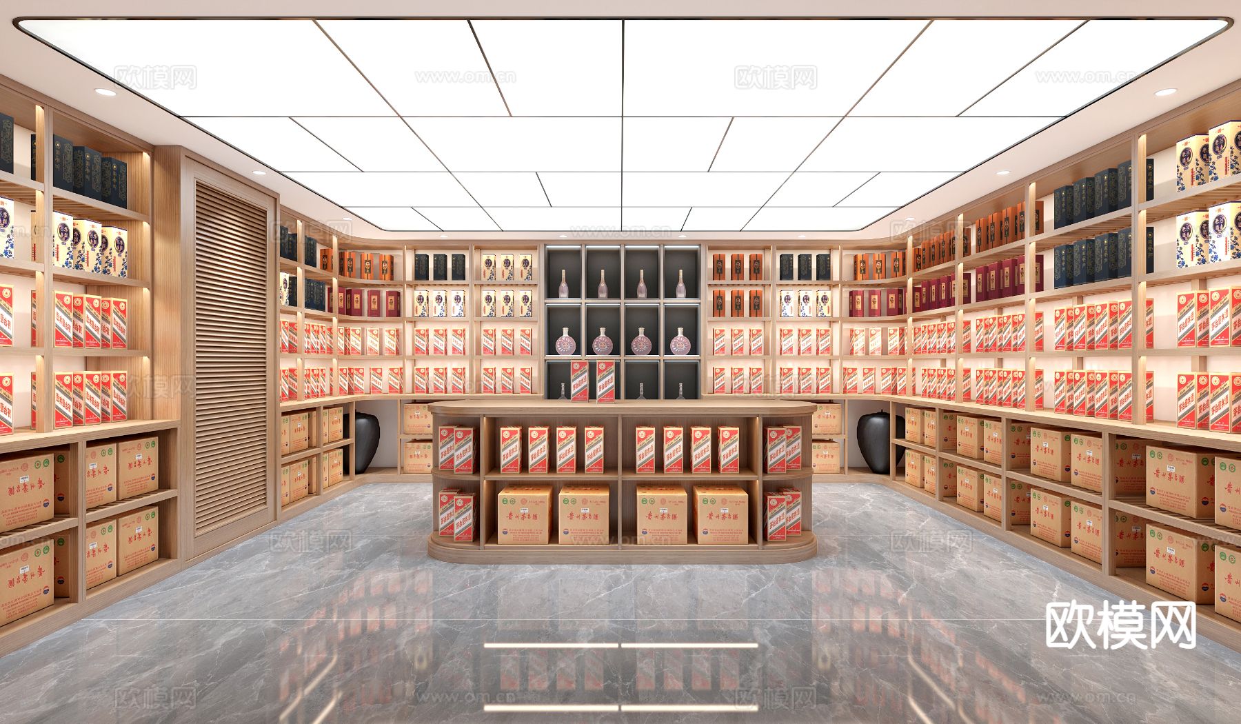 实木白酒窖 冷藏室 恒温室su模型下载（渲染图2）