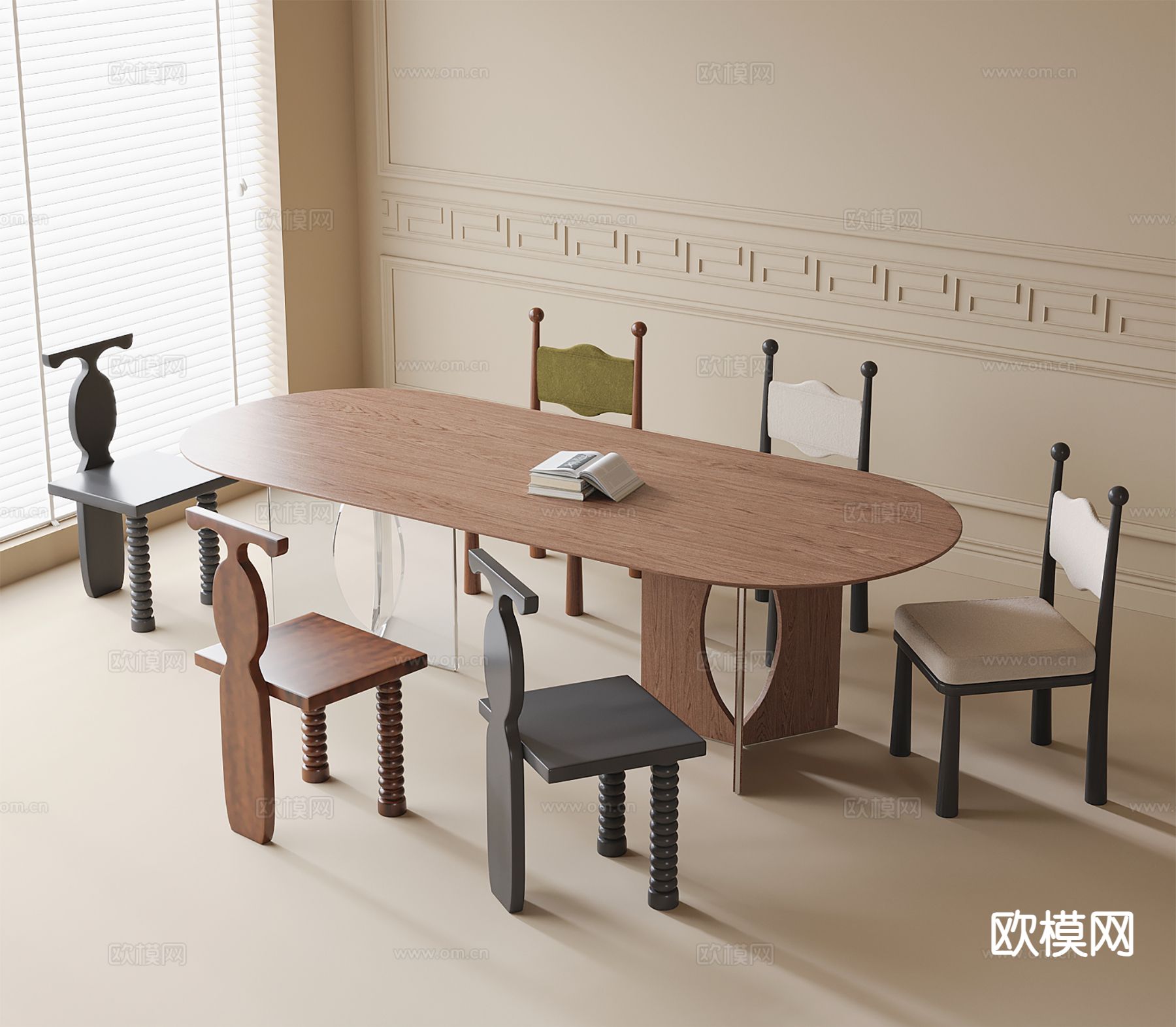 现代餐桌椅3d模型下载