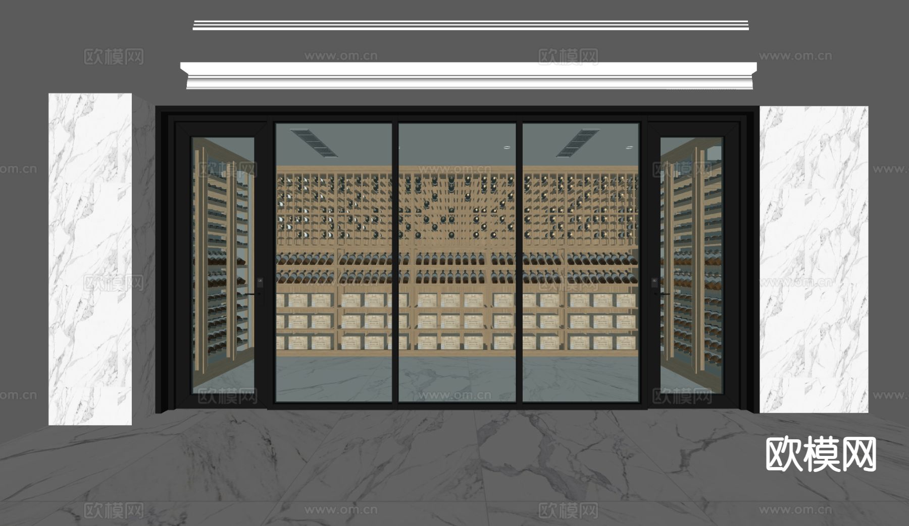 冷藏室 恒温室 红酒酒窖su模型下载（渲染图1）