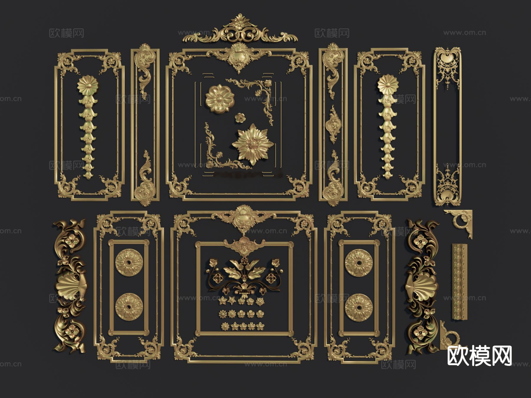 欧式柱子 雕花 浮雕 檐口su模型下载（渲染图2）