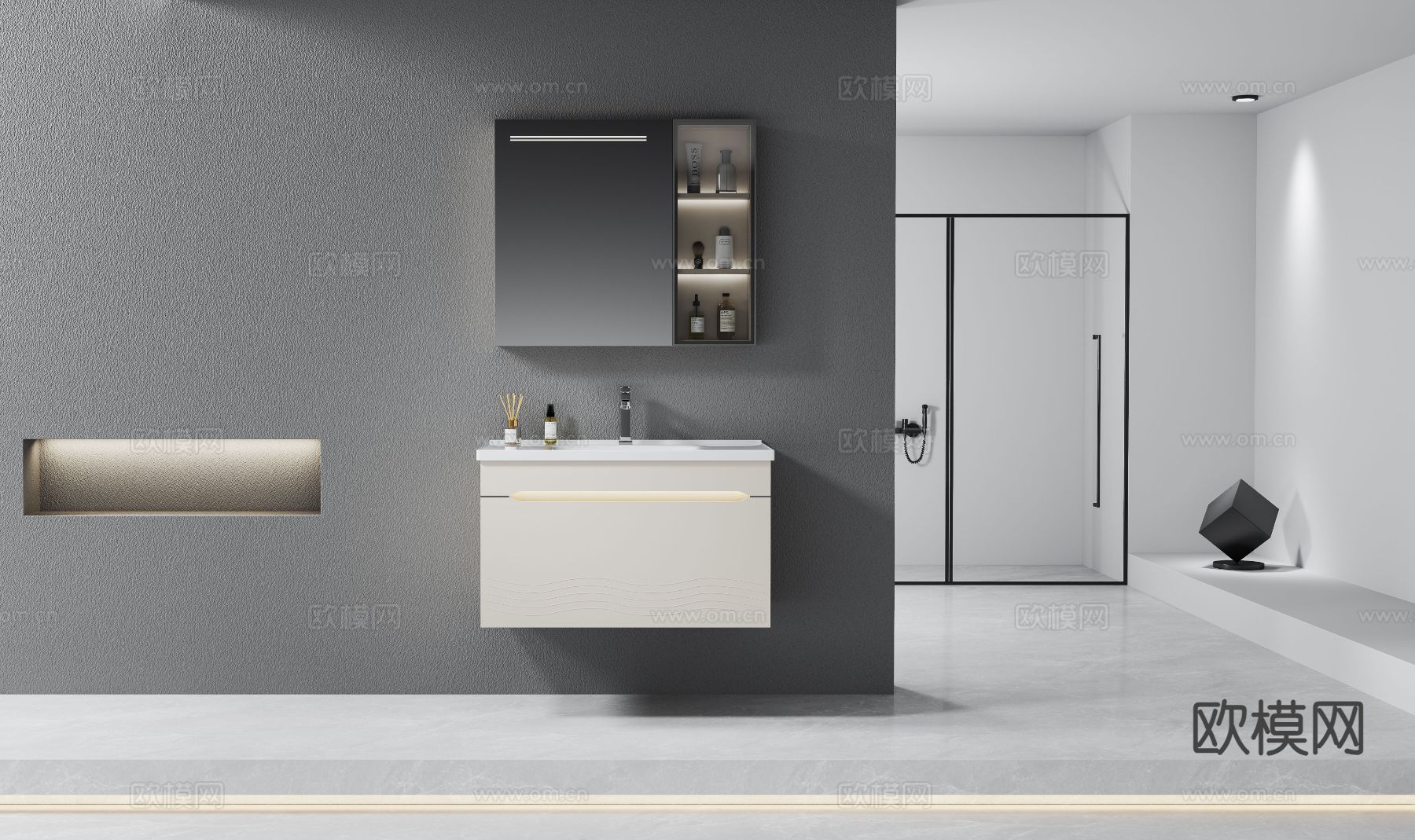 北欧洗手台 镜柜 浴室设备3d模型下载