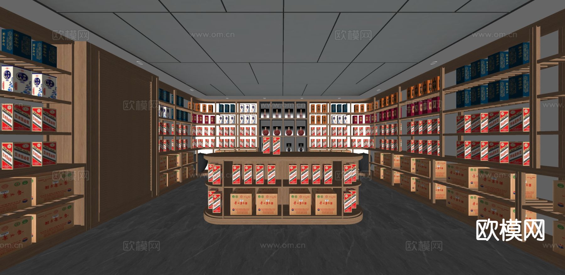 实木白酒窖 冷藏室 恒温室su模型下载（渲染图1）