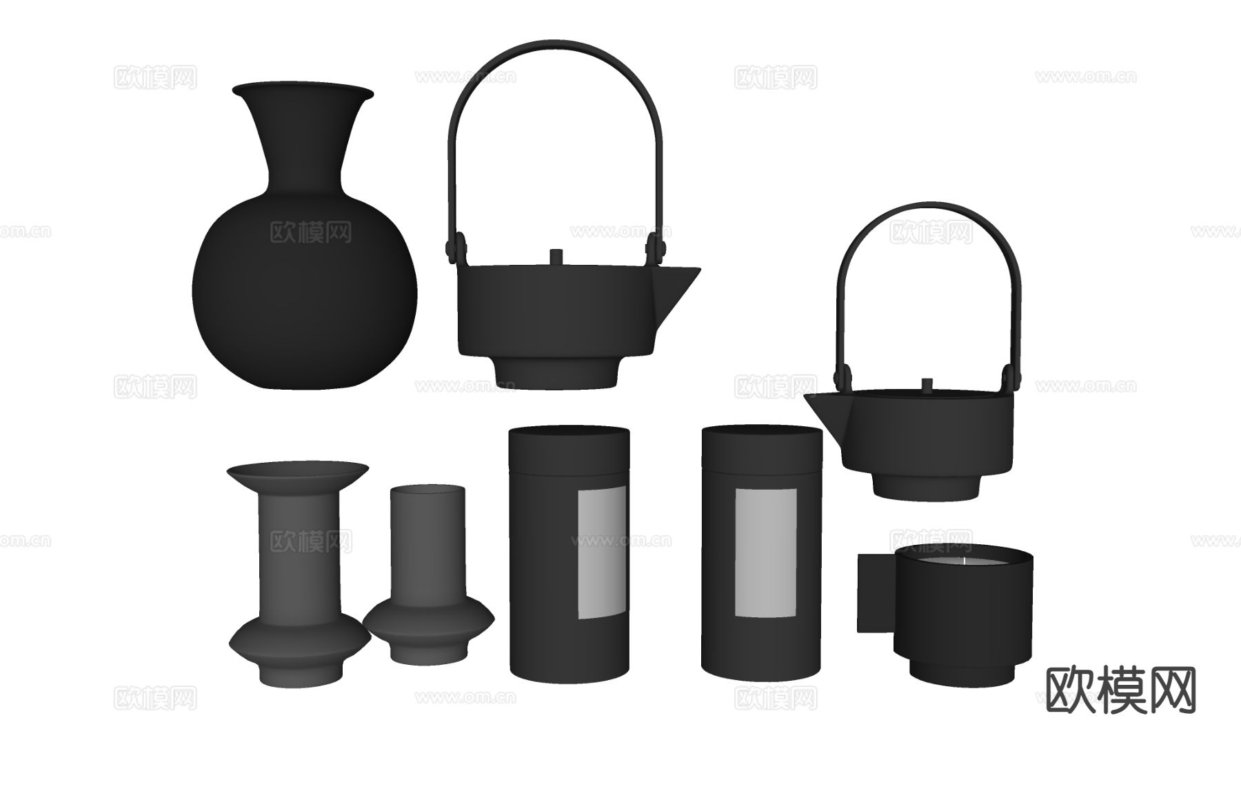 茶具 茶壶 茶叶罐su模型下载（渲染图1）