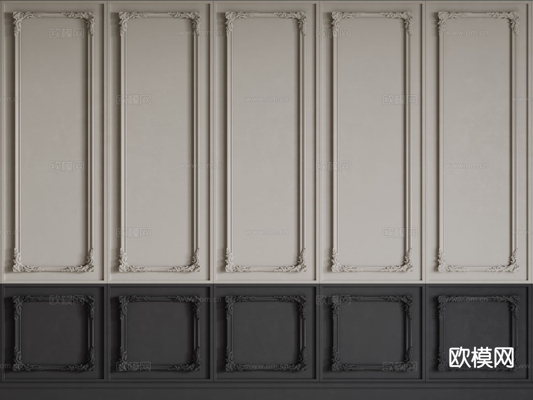 法式护墙板3d模型下载