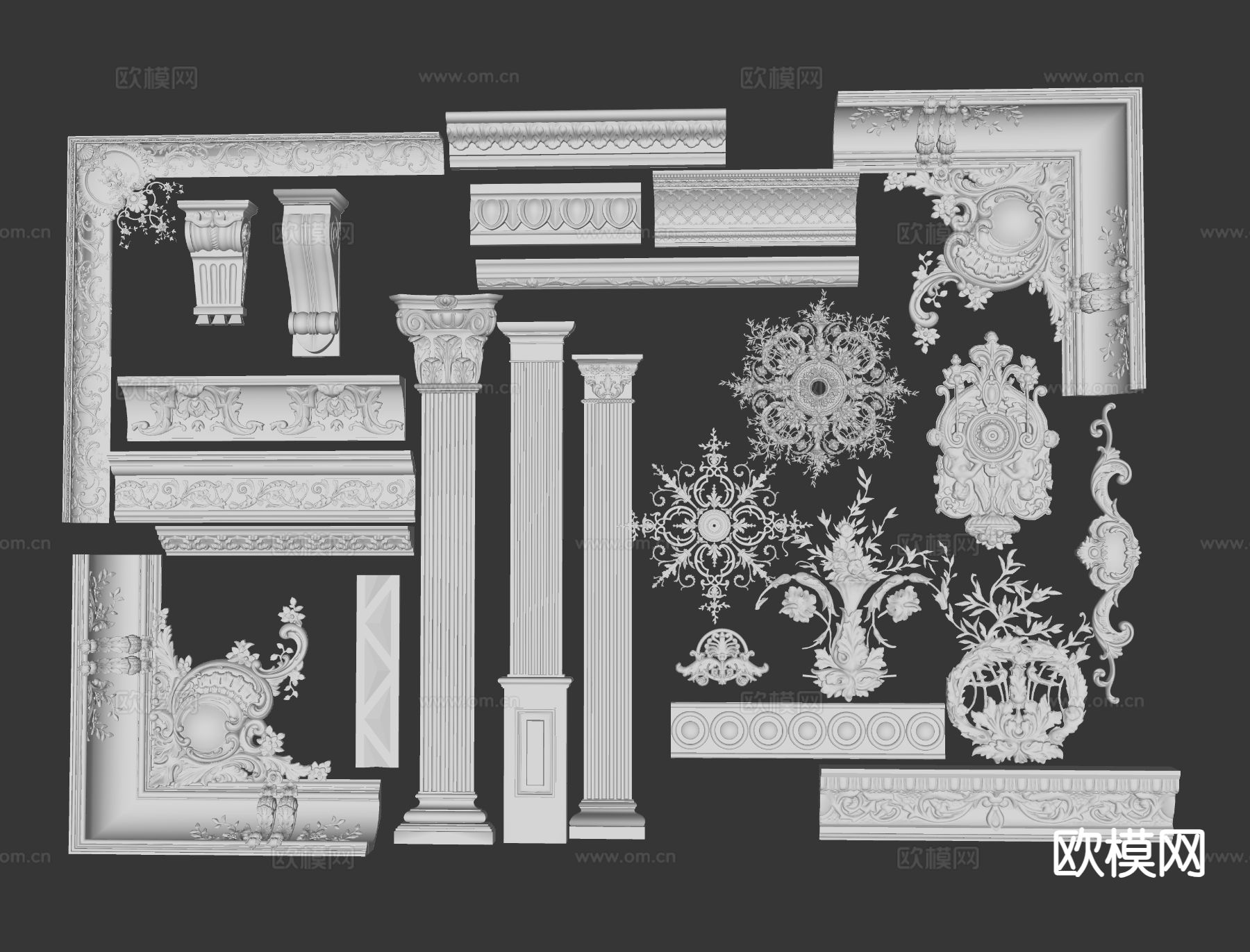 欧式柱子 雕花 浮雕su模型下载（渲染图1）