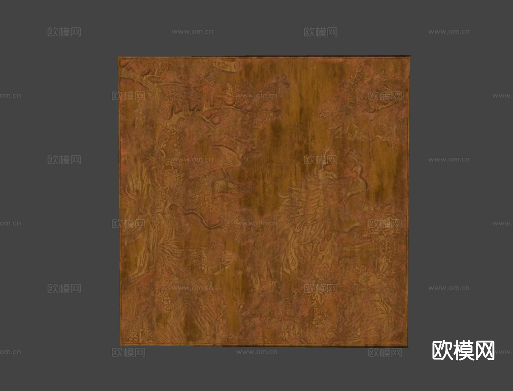 中式壁画 龙纹壁画 浮雕su模型下载（渲染图1）