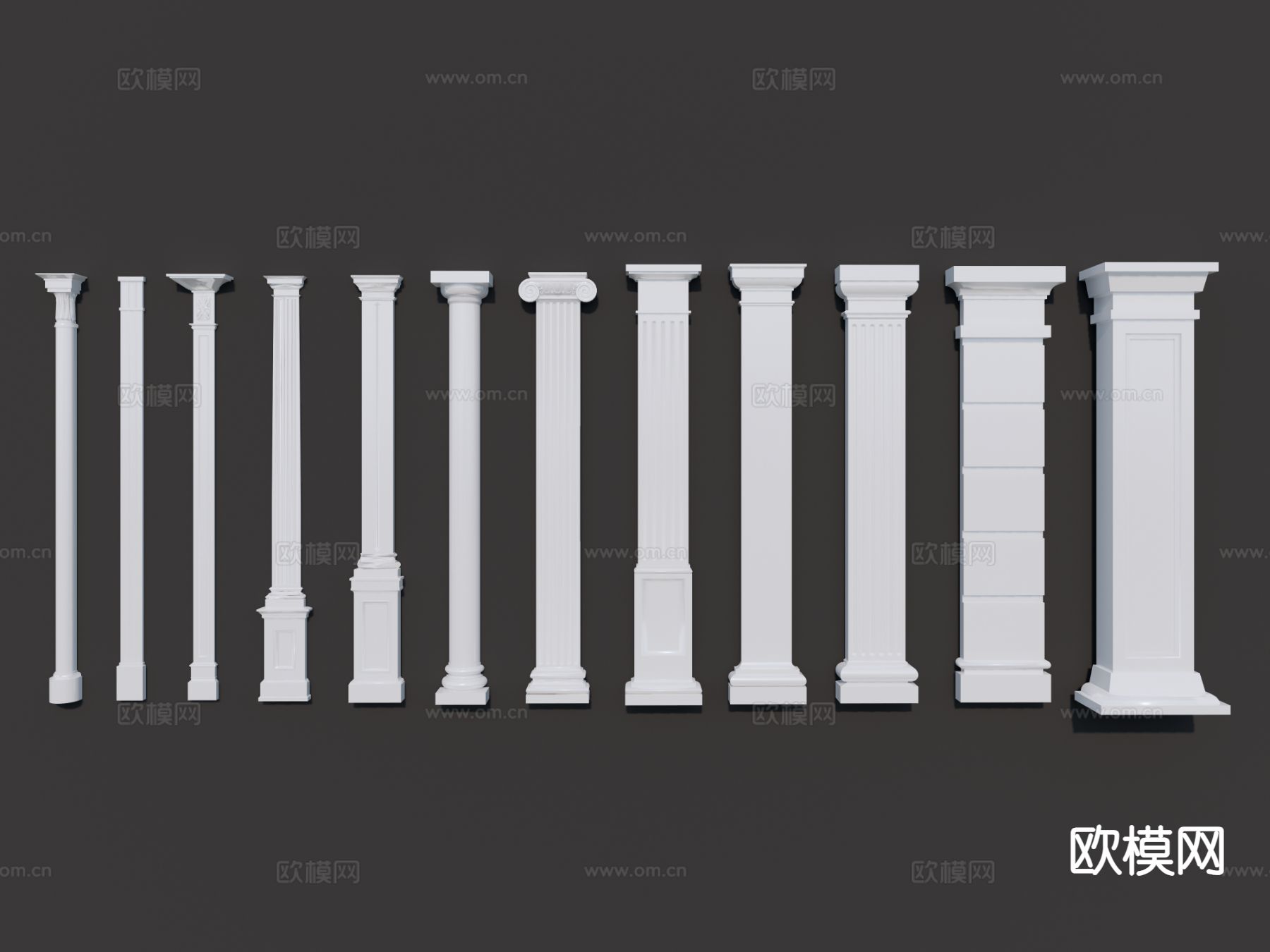 欧式柱子 立柱 罗马柱 石膏柱3d模型下载