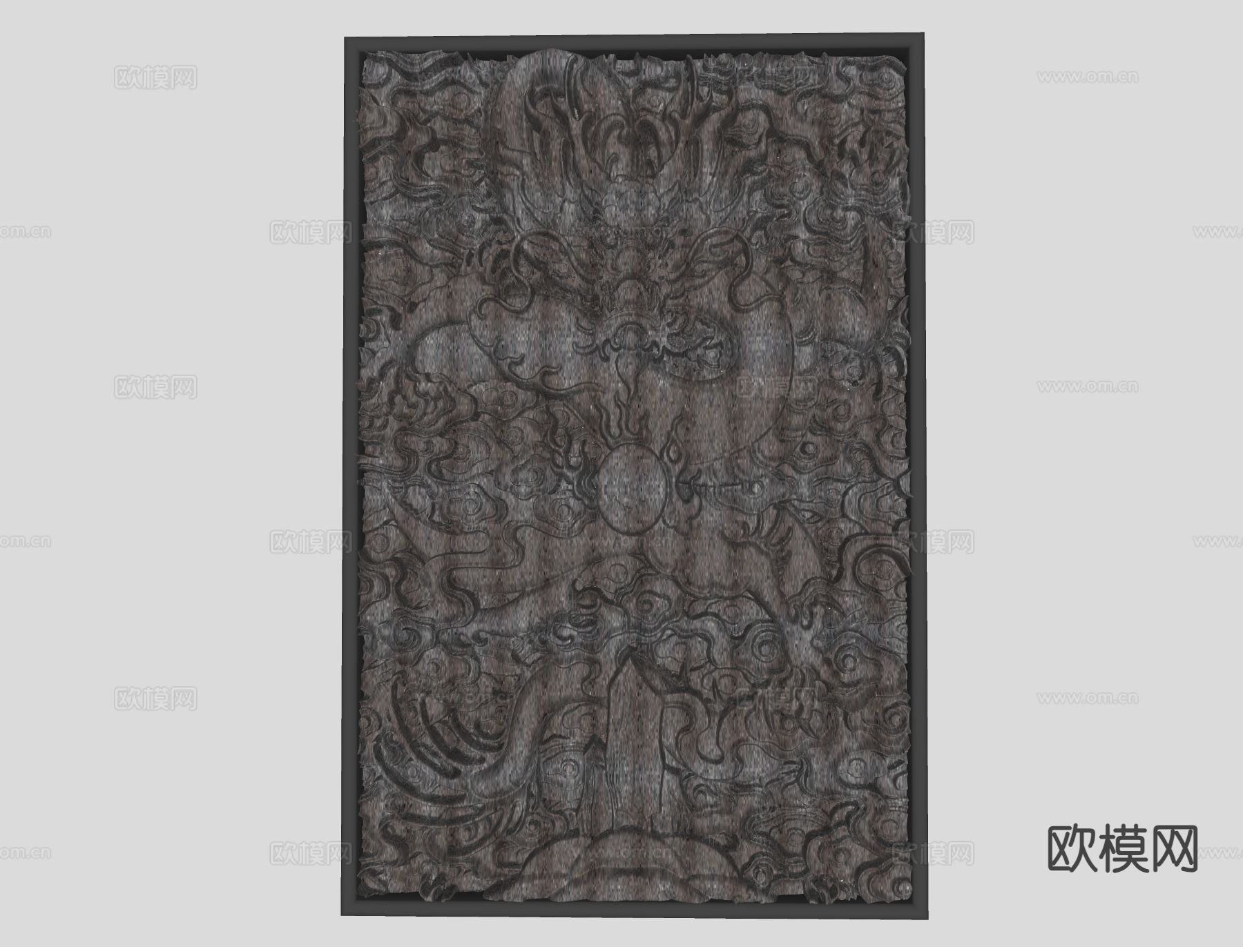 中式壁画 龙纹壁画 龙纹浮雕su模型下载（渲染图1）