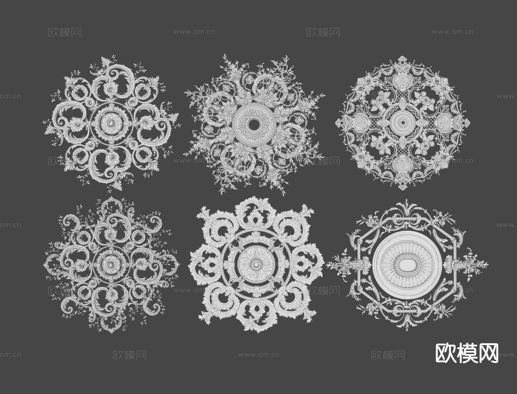 欧式雕花 吊顶 浮雕su模型下载（渲染图1）