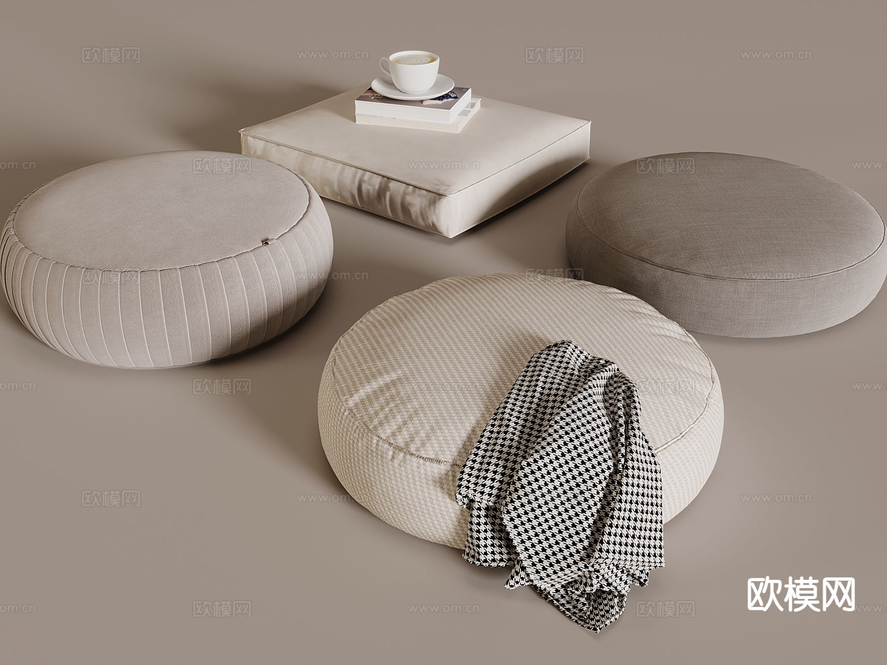 奶油风垫子 飘窗垫 榻榻米坐垫3d模型下载