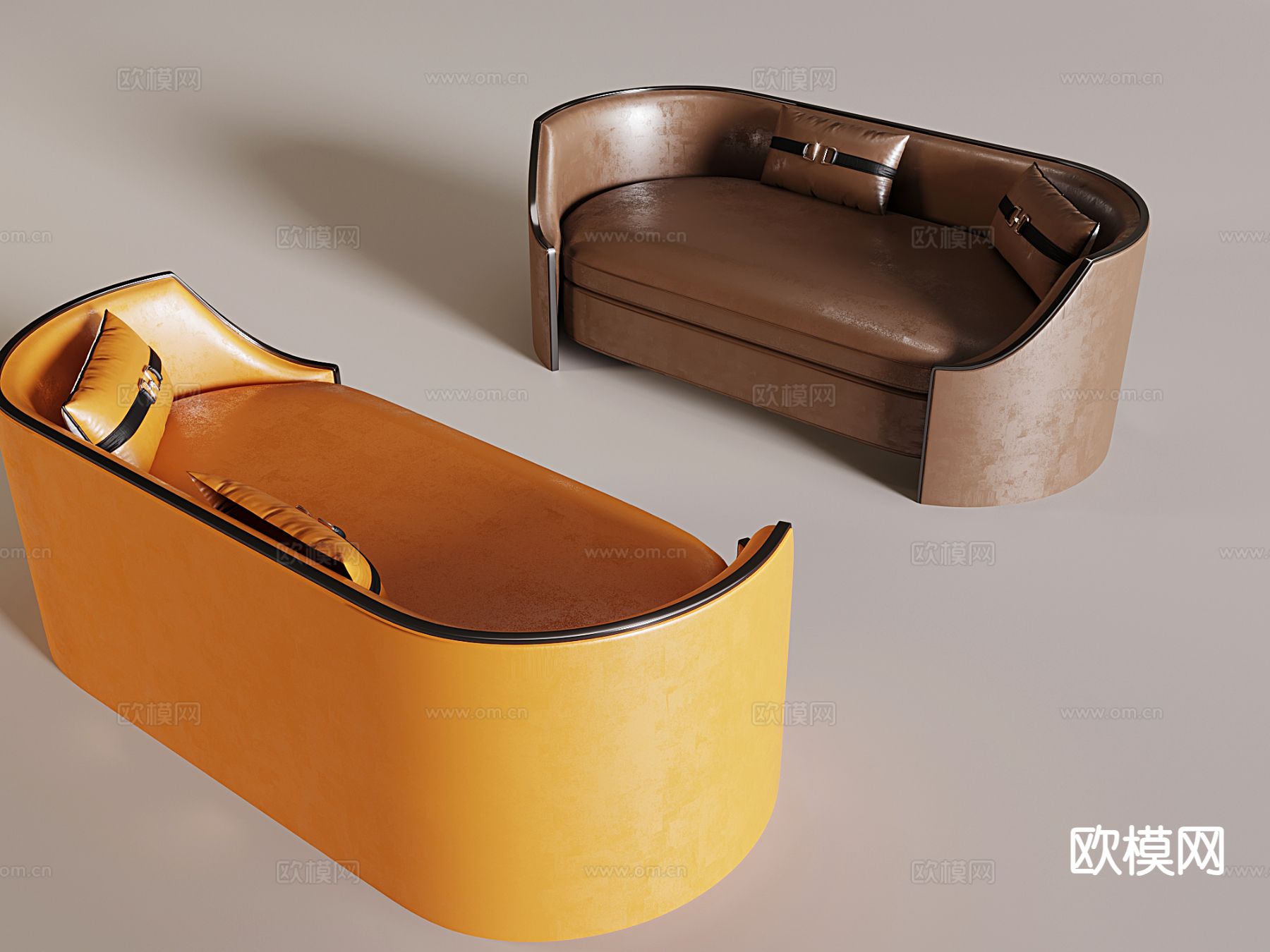 轻奢风卡座沙发3d模型下载