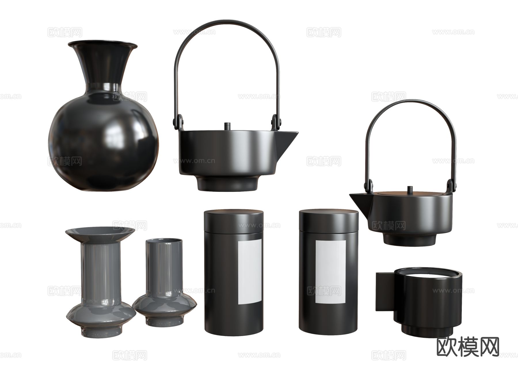 茶具 茶壶 茶叶罐su模型下载（渲染图2）