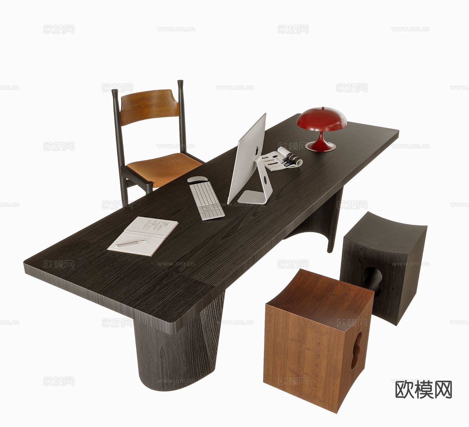 现代书桌椅su模型下载（渲染图2）