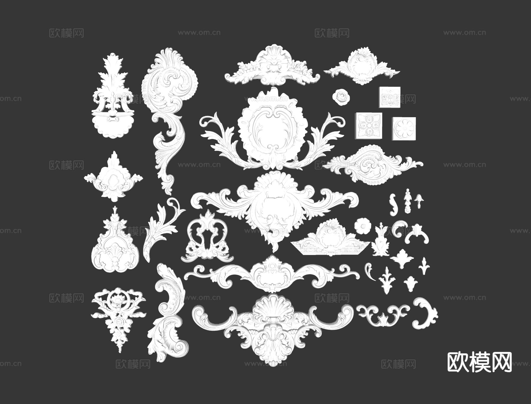 欧式构件 浮雕 雕花su模型下载（渲染图1）