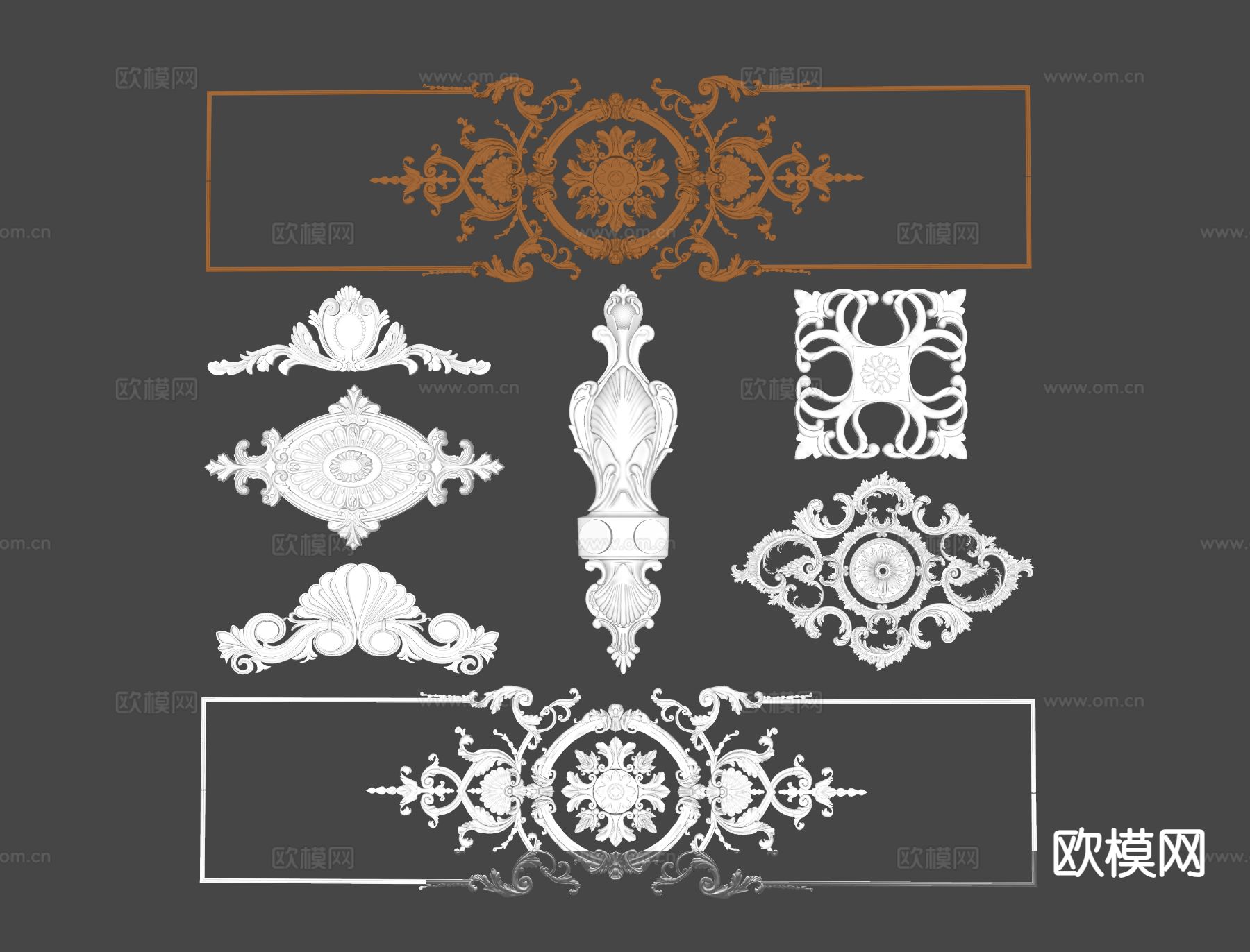 欧式浮雕 构件 吊顶su模型下载（渲染图1）