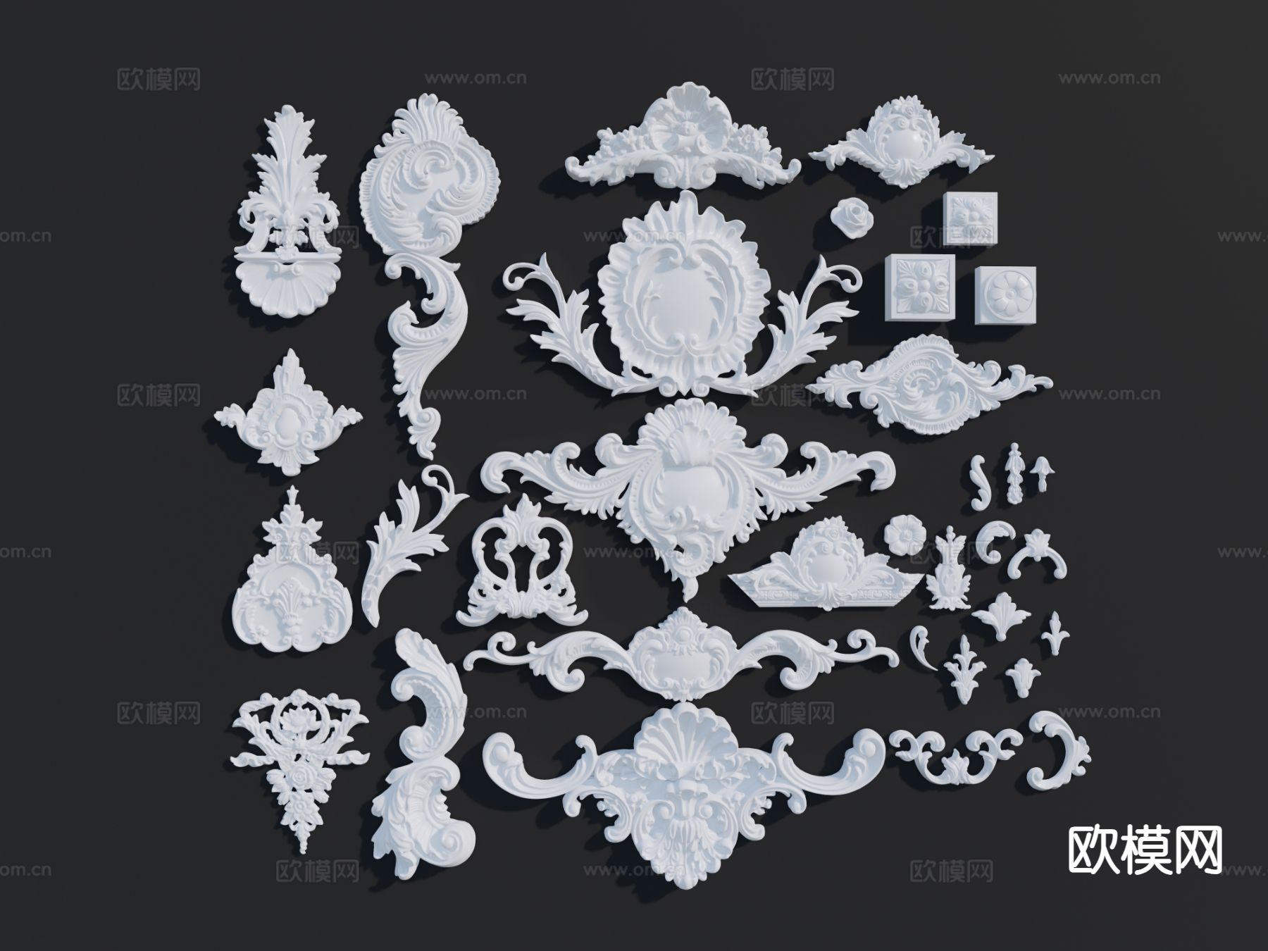 欧式构件 浮雕 雕花su模型下载（渲染图2）