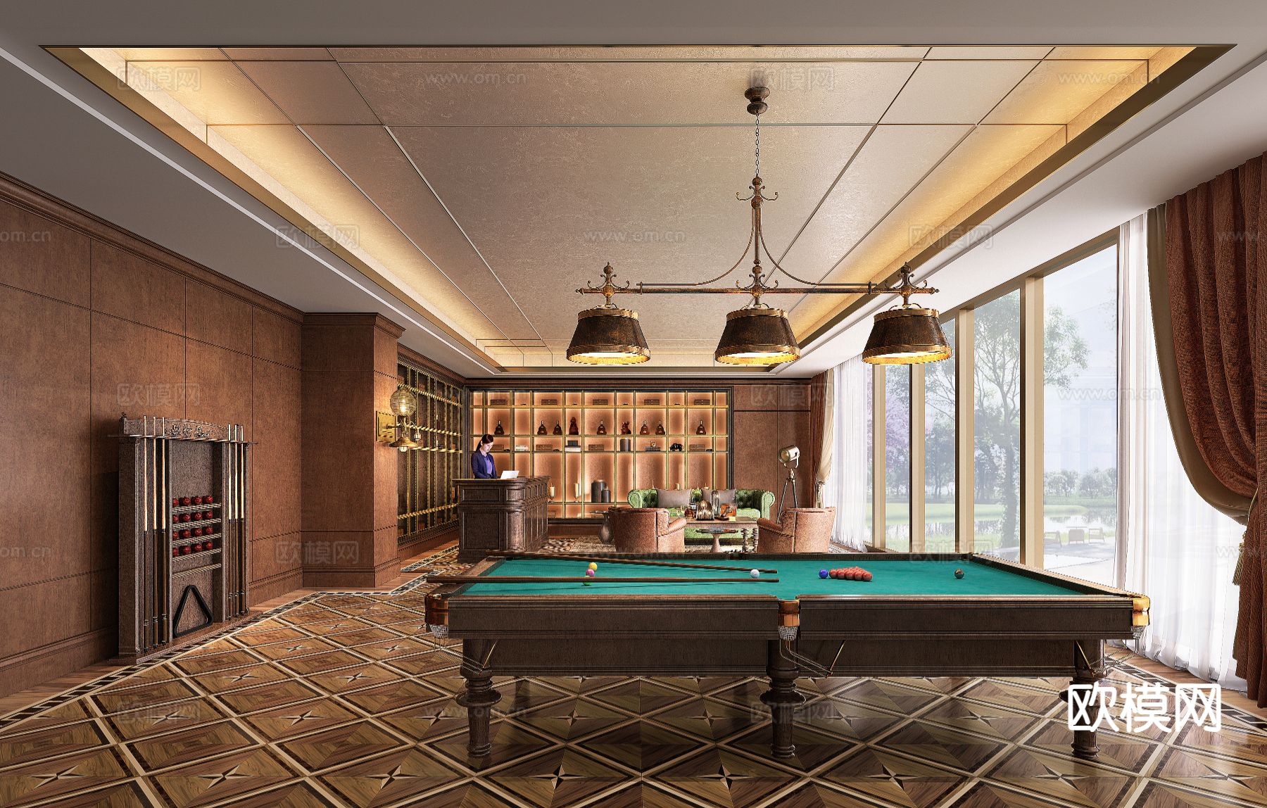 现代台球室3d模型下载