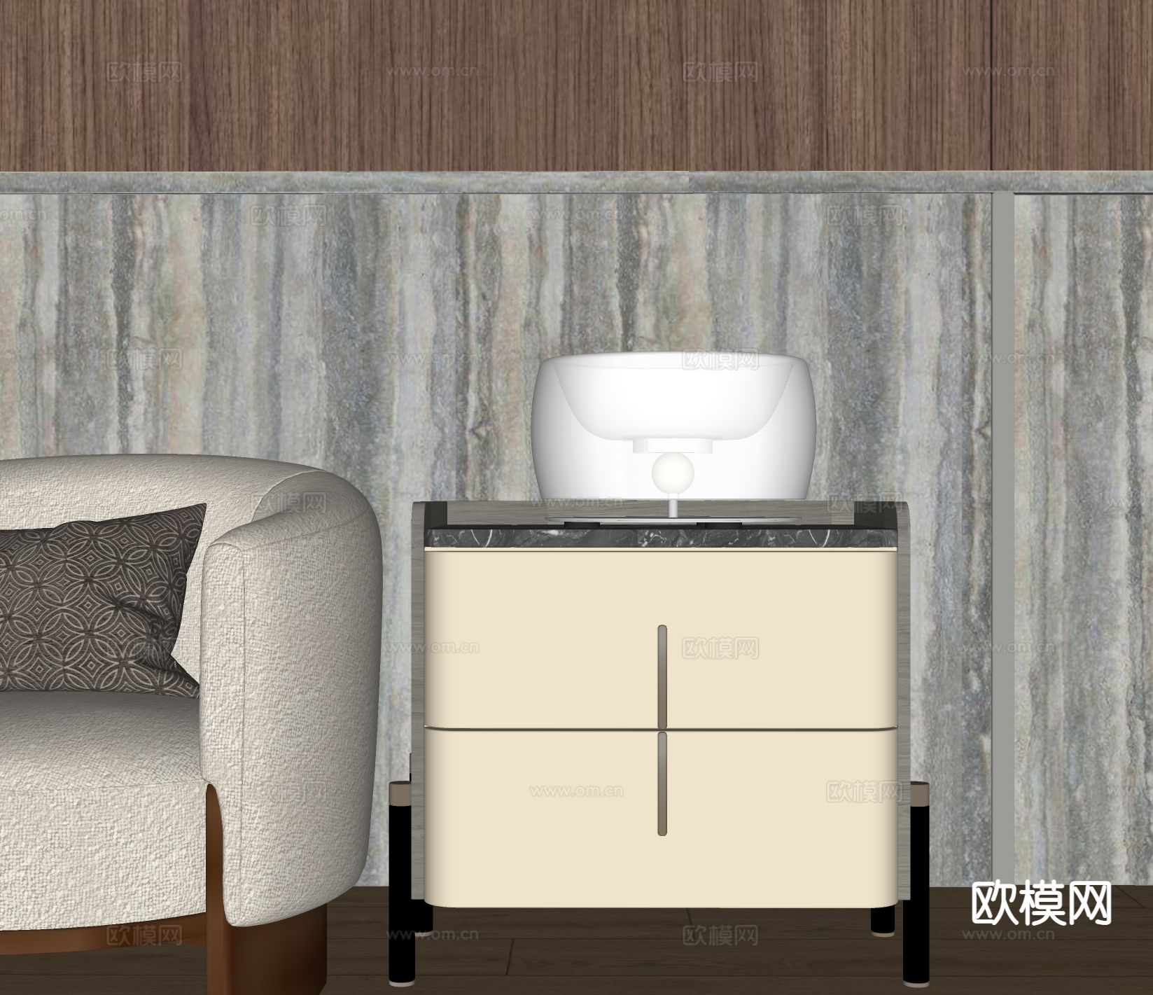 现代台灯su模型下载（渲染图1）