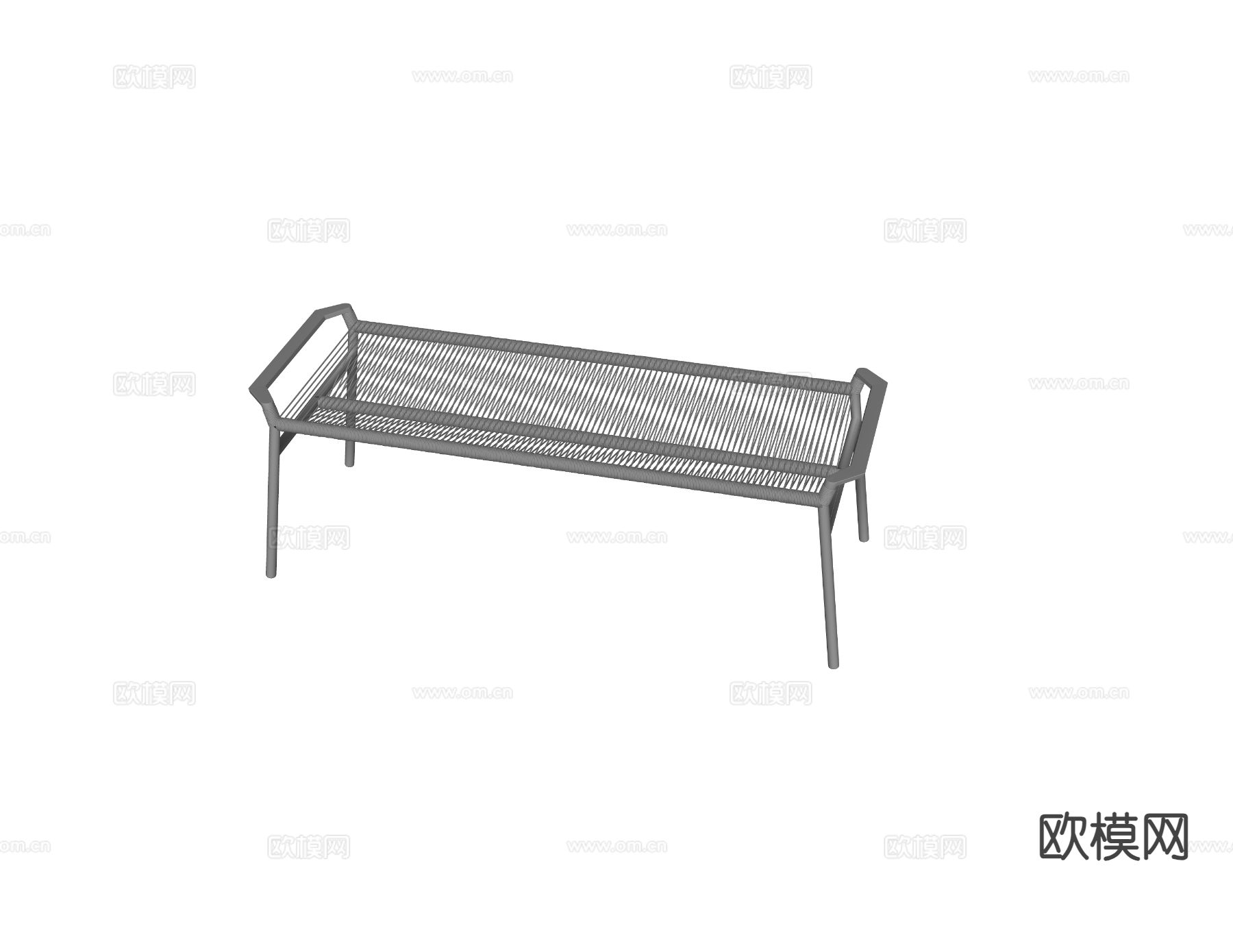 现代长凳 编织凳su模型下载（渲染图2）