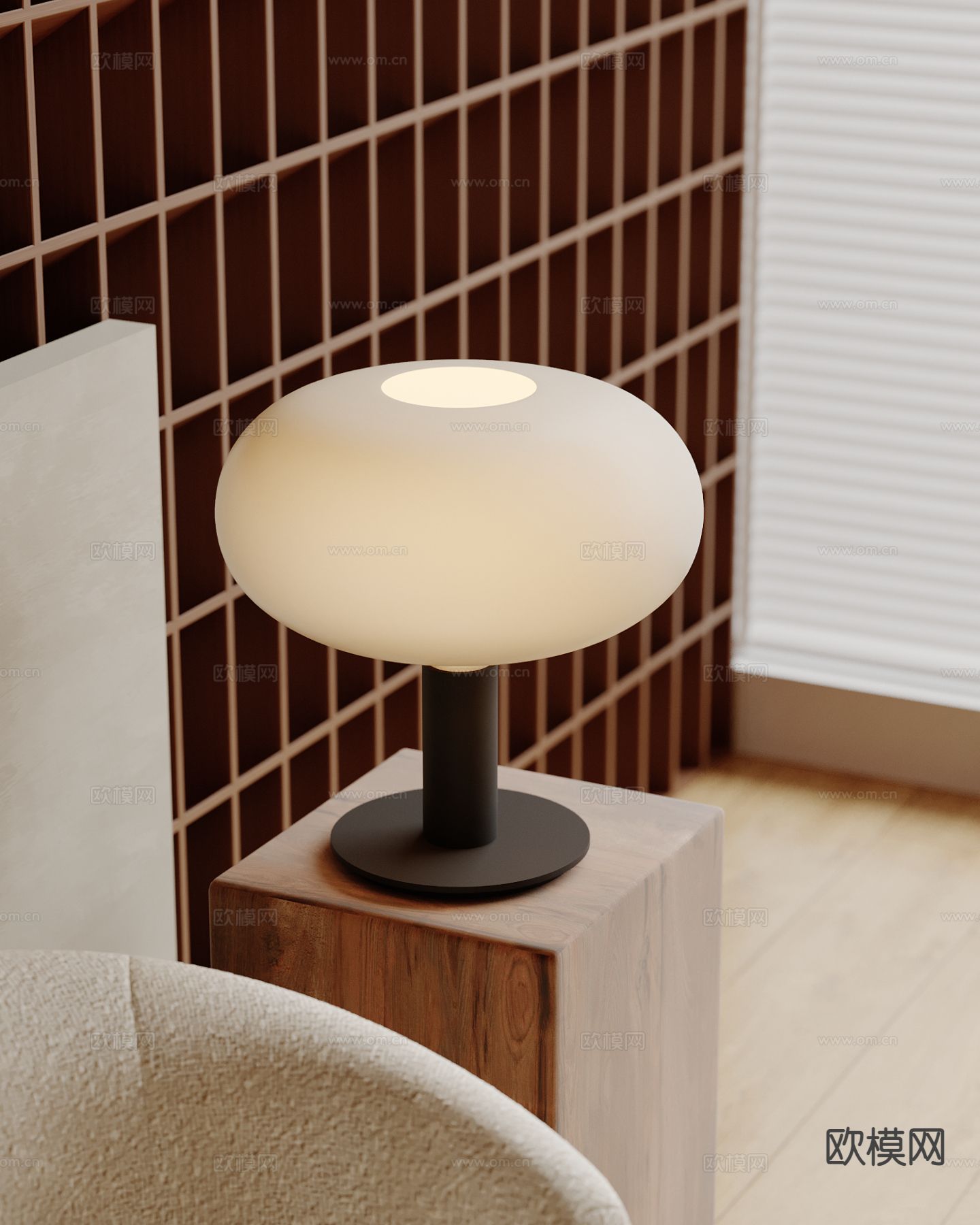 现代台灯su模型下载（渲染图2）