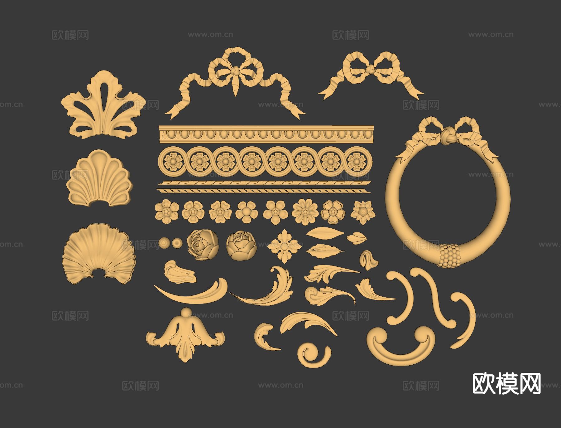 欧式檐线 石膏 雕花 浮雕su模型下载（渲染图1）