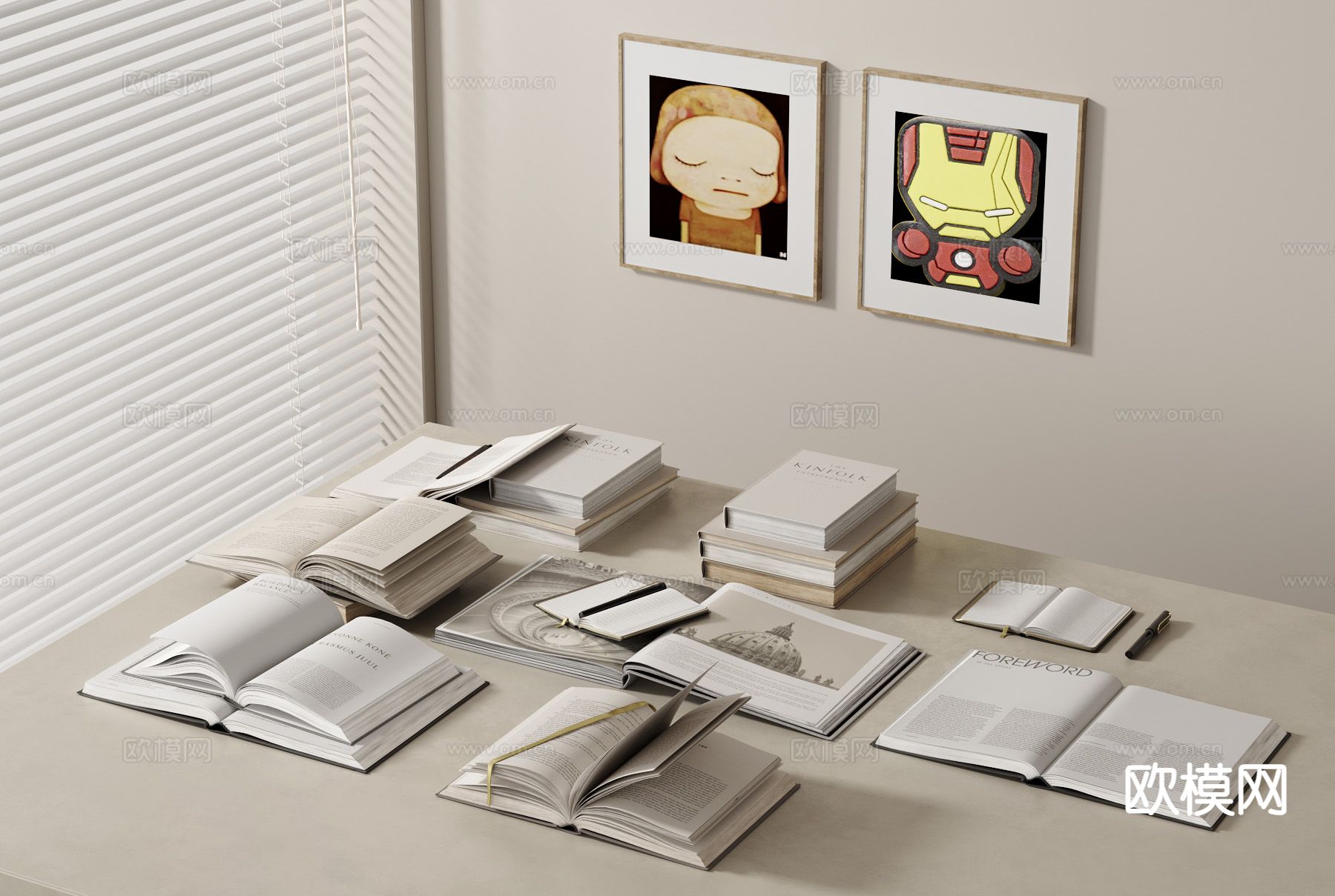 现代书本 书籍 英文书3d模型下载
