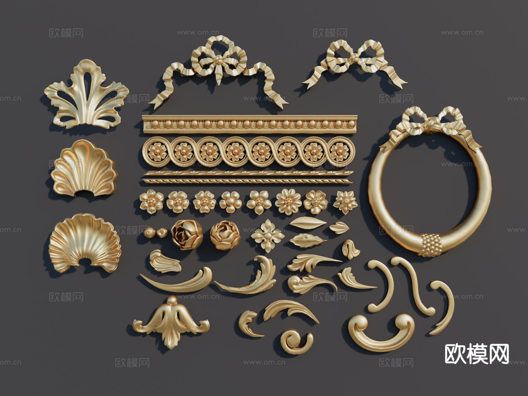欧式檐线 石膏 雕花 浮雕su模型下载（渲染图2）