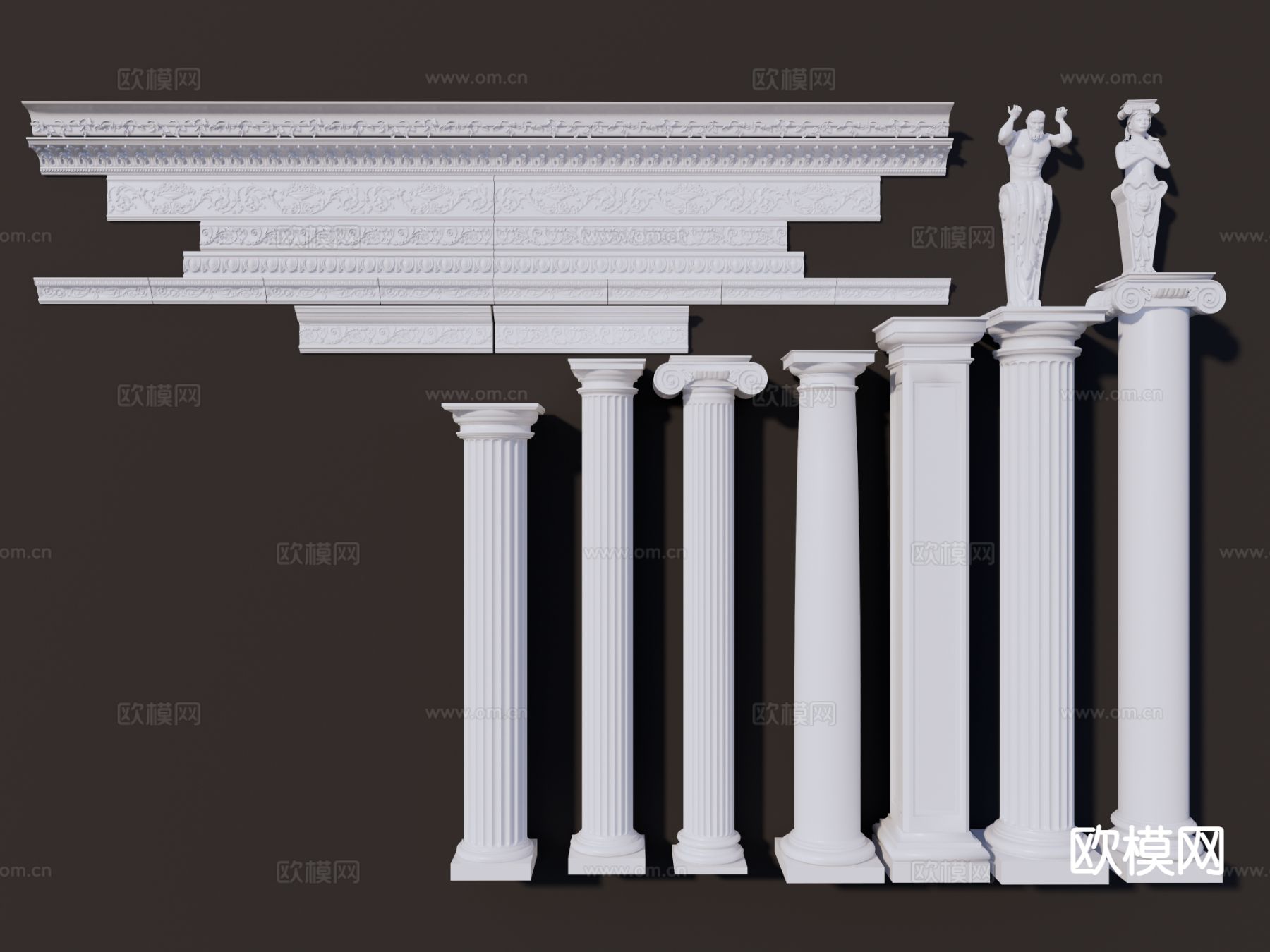 欧式柱子 景观柱 装饰柱su模型下载（渲染图2）