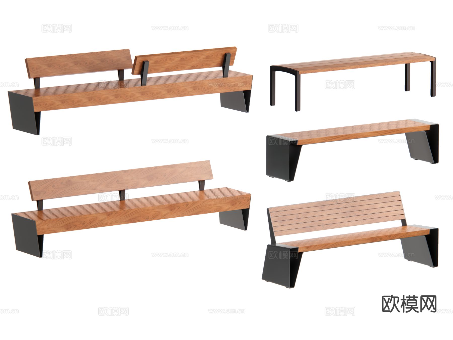 户外座椅 公共座椅su模型下载（渲染图2）