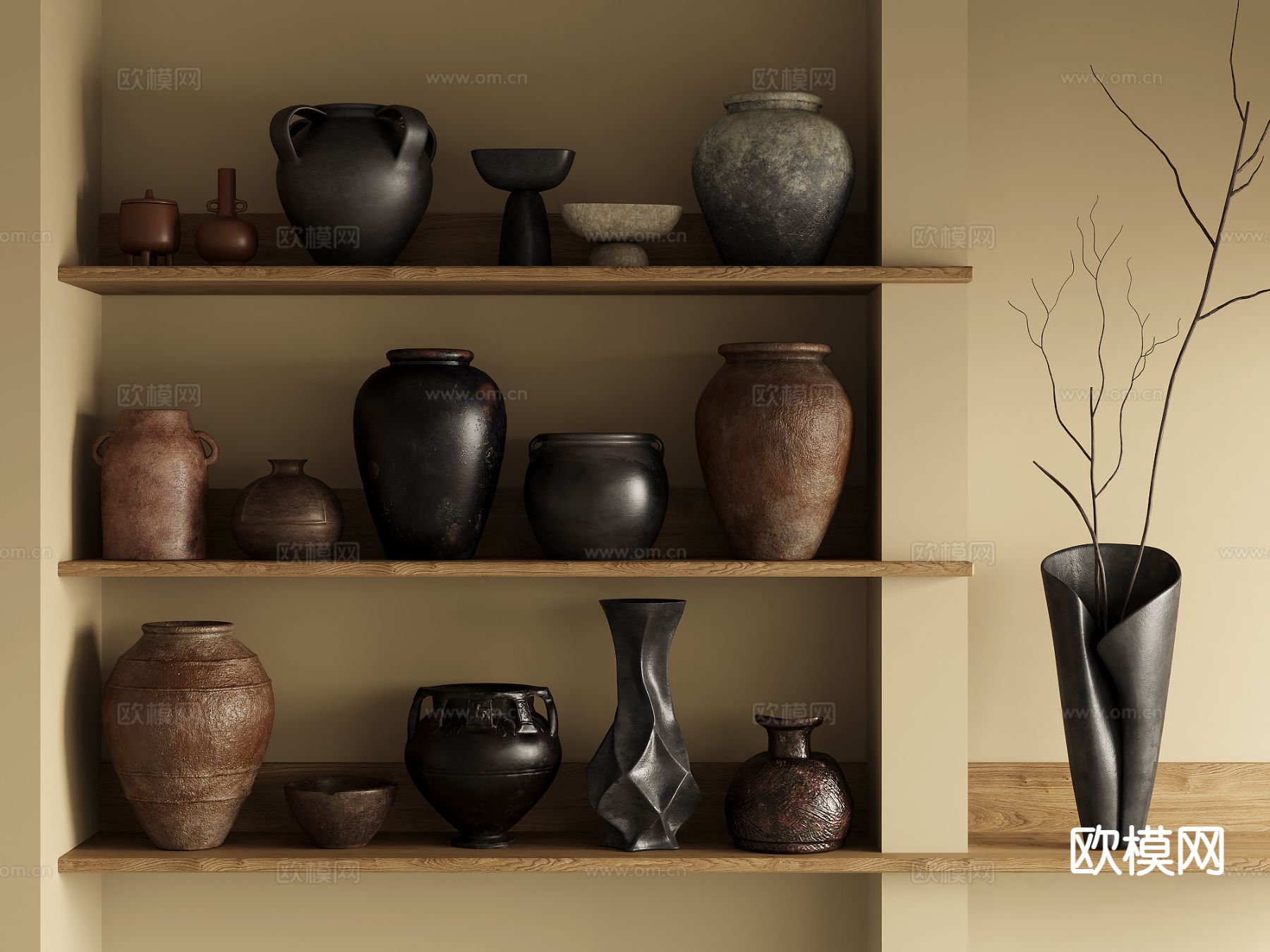 侘寂陶罐 罐子 干支su模型下载（渲染图2）