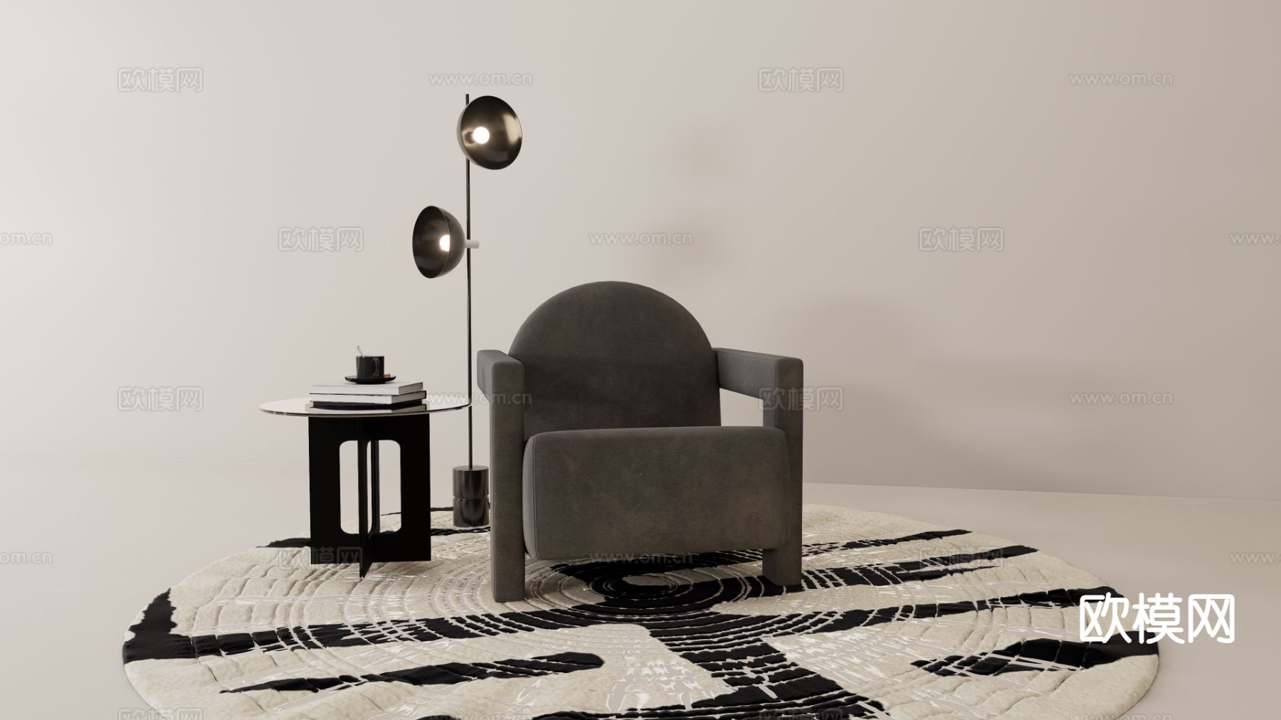 欧式单人沙发su模型下载