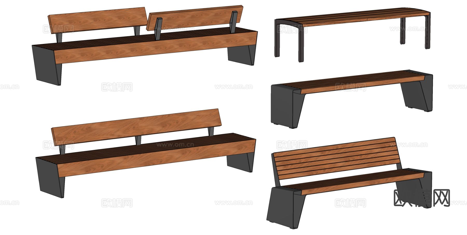 户外座椅 公共座椅su模型下载（渲染图1）