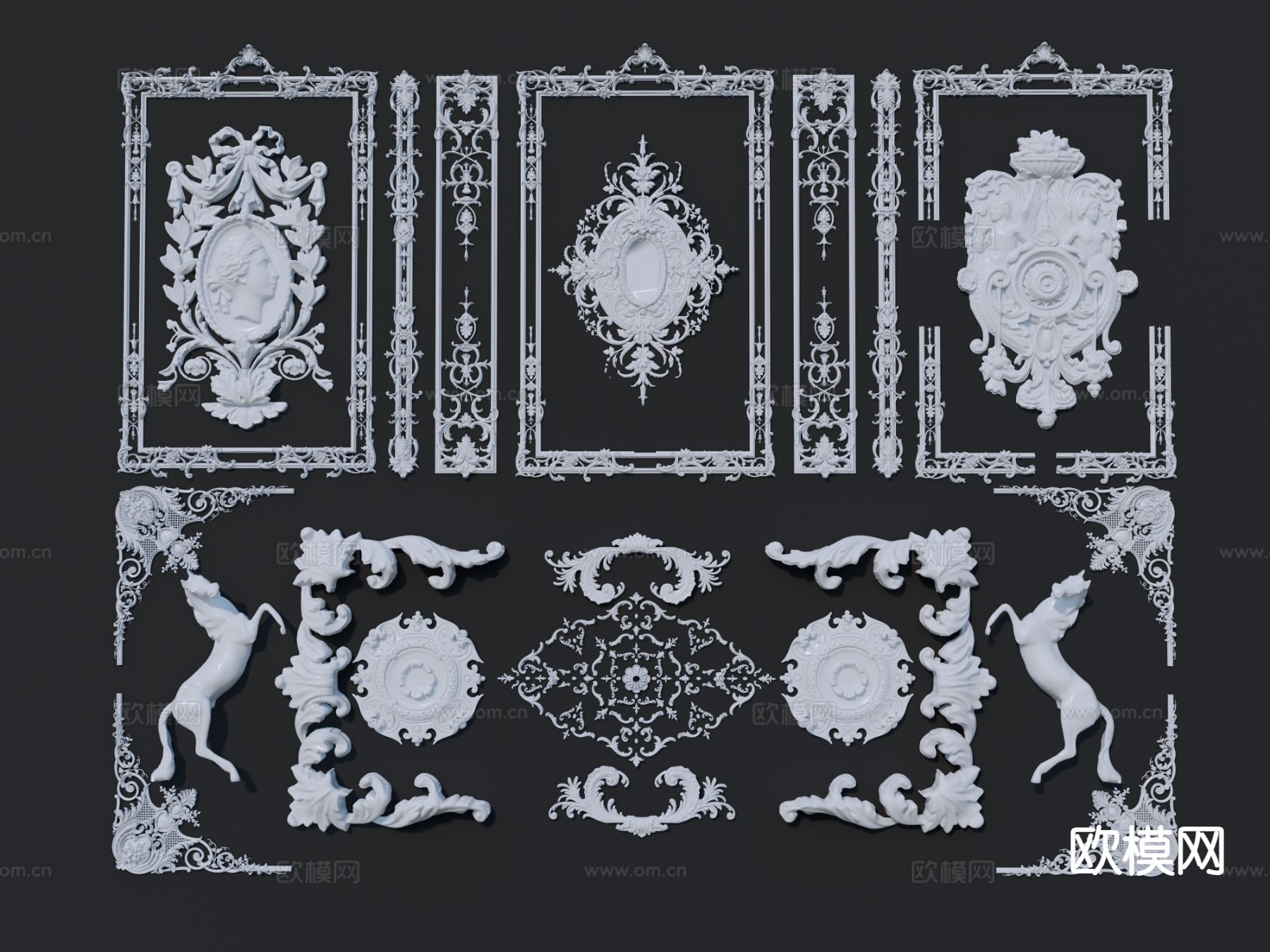 欧式吊顶 雕花 浮雕su模型下载（渲染图2）