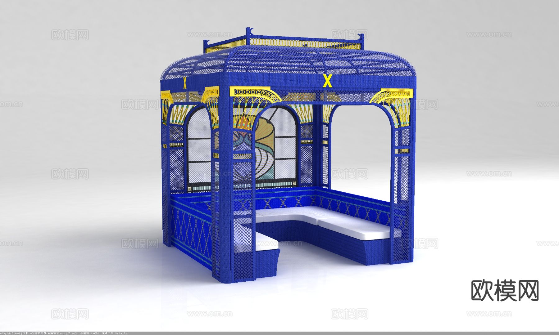 地中海亭子 凉亭 四角亭3d模型下载
