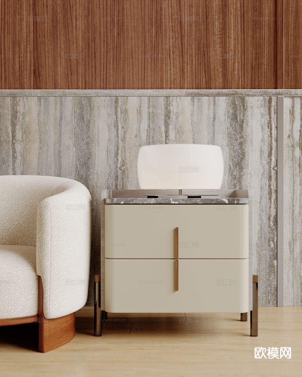 现代台灯su模型下载（渲染图2）