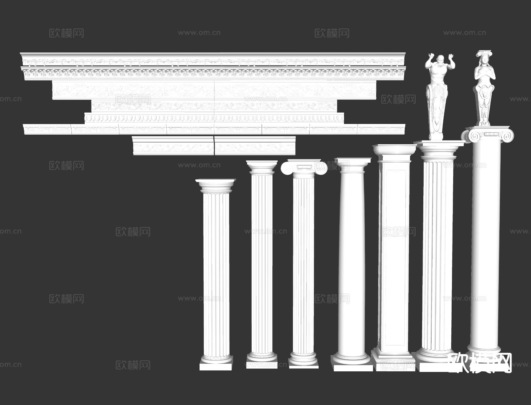 欧式柱子 景观柱 装饰柱su模型下载（渲染图1）