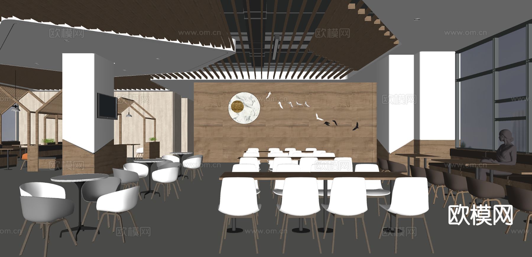 企业员工食堂su模型下载（渲染图1）