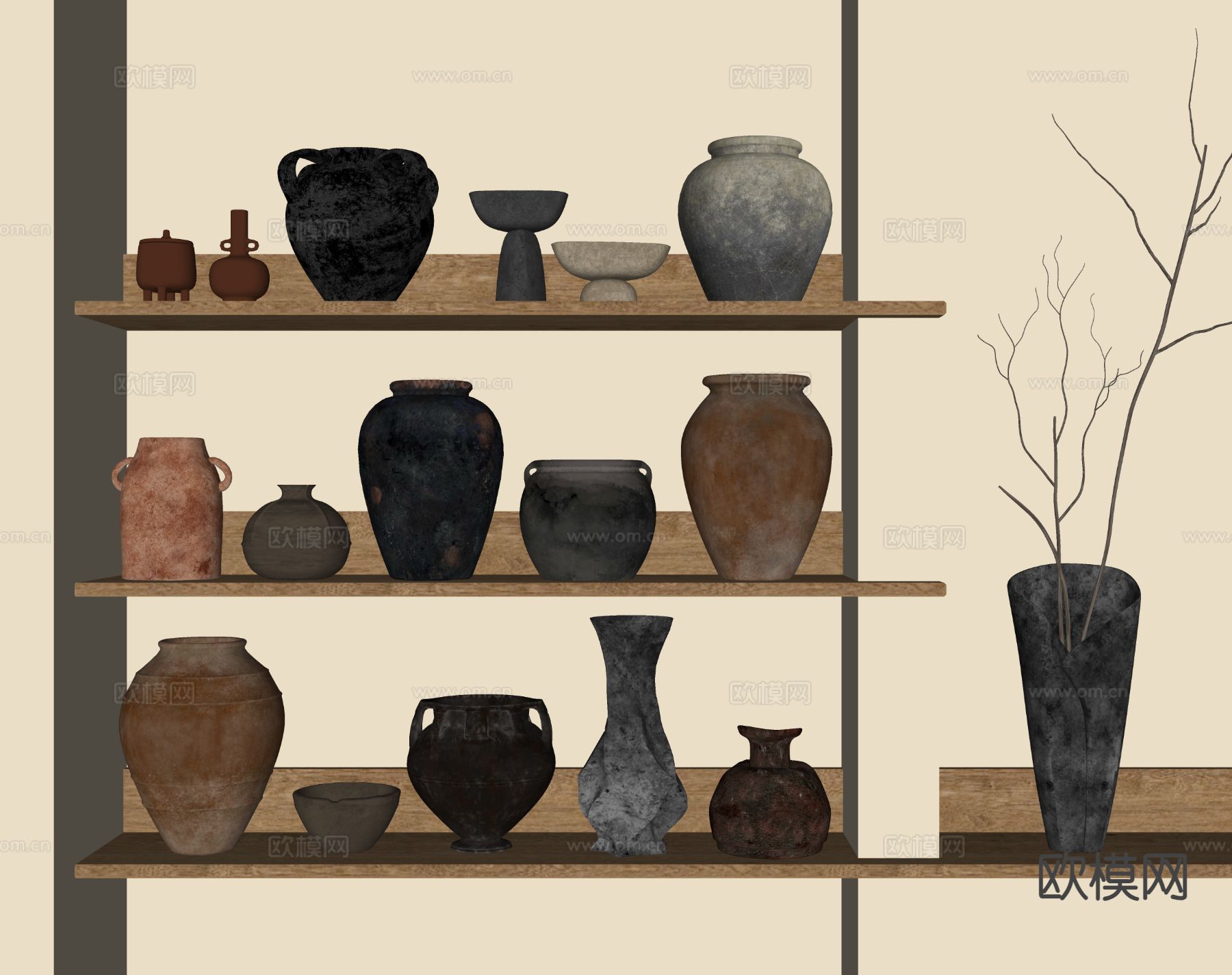 侘寂陶罐 罐子 干支su模型下载（渲染图1）