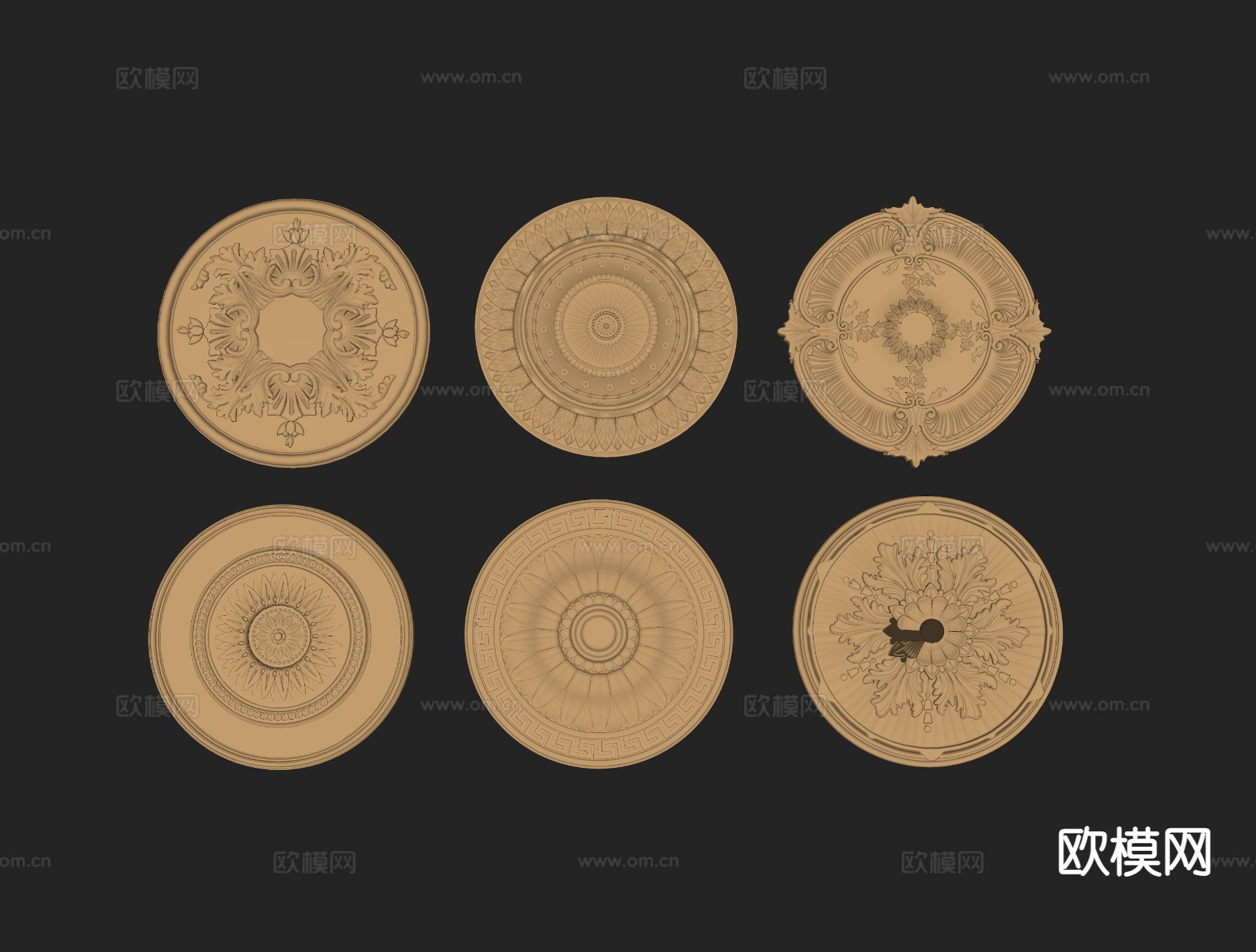 欧式吊顶 天花 浮雕su模型下载（渲染图1）