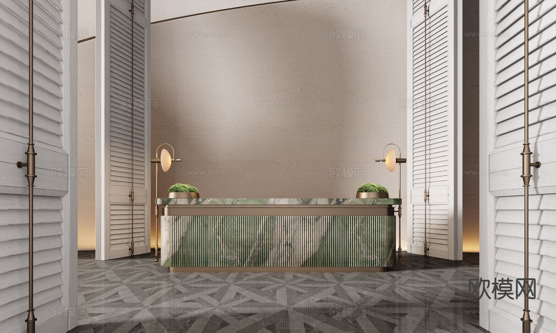 酒店前台 接待台 服务台3d模型下载