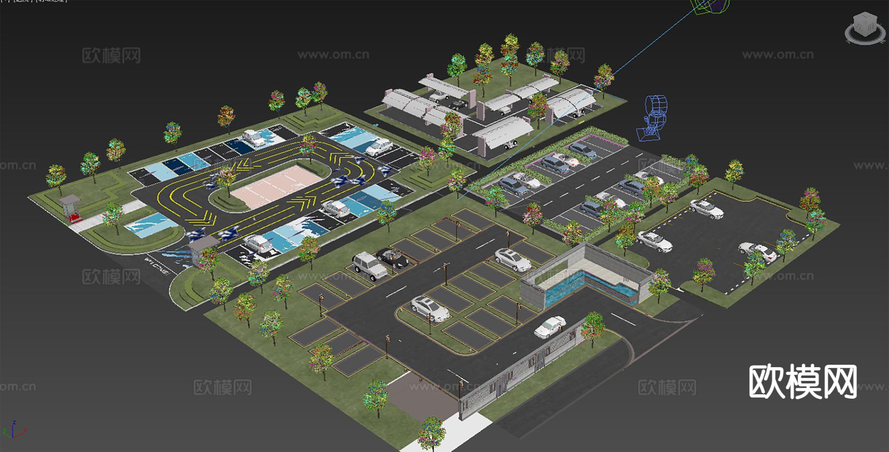 现代停车场 户外停车场3d模型下载（渲染图2）