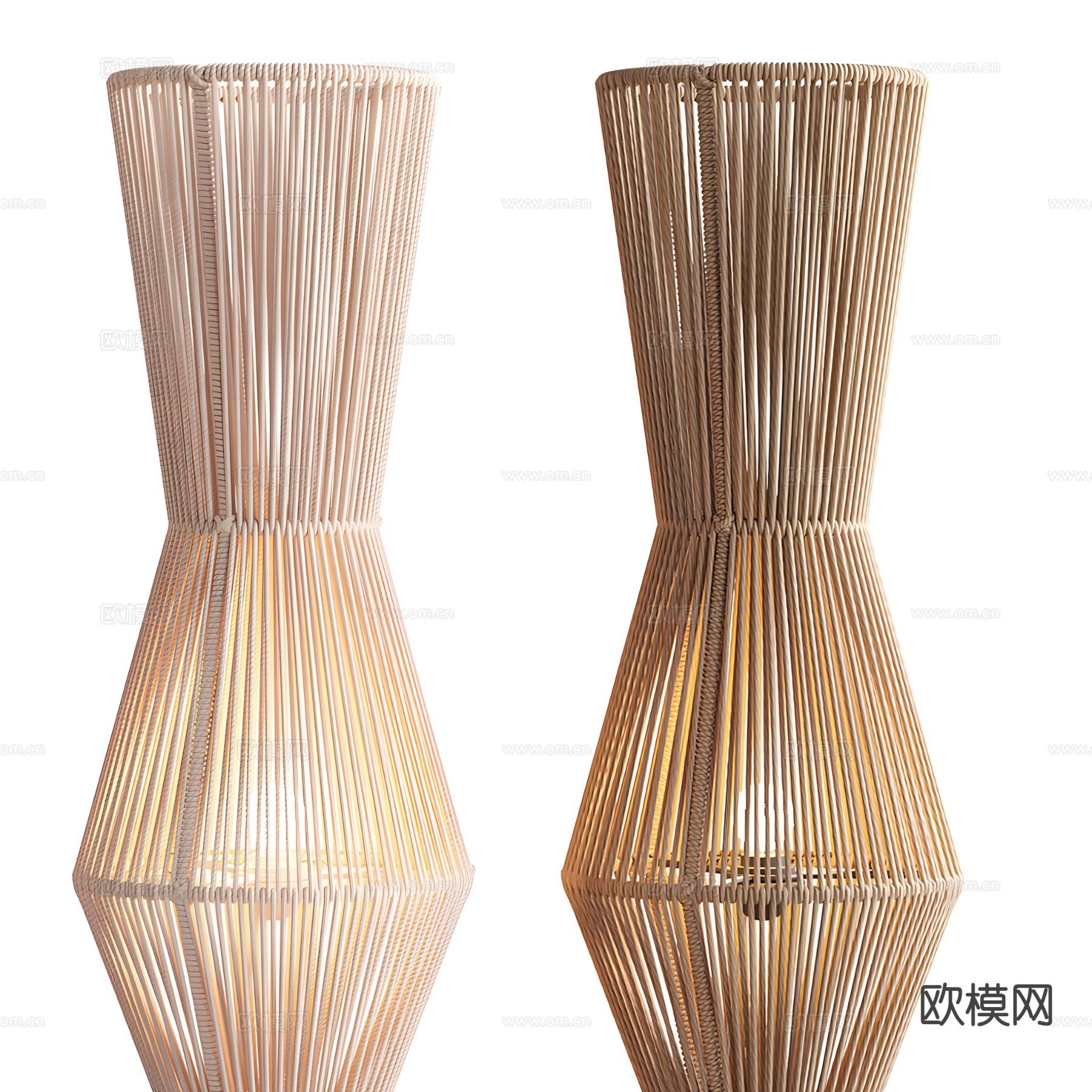 侘寂风落地灯 编制落地灯3d模型下载（渲染图3）