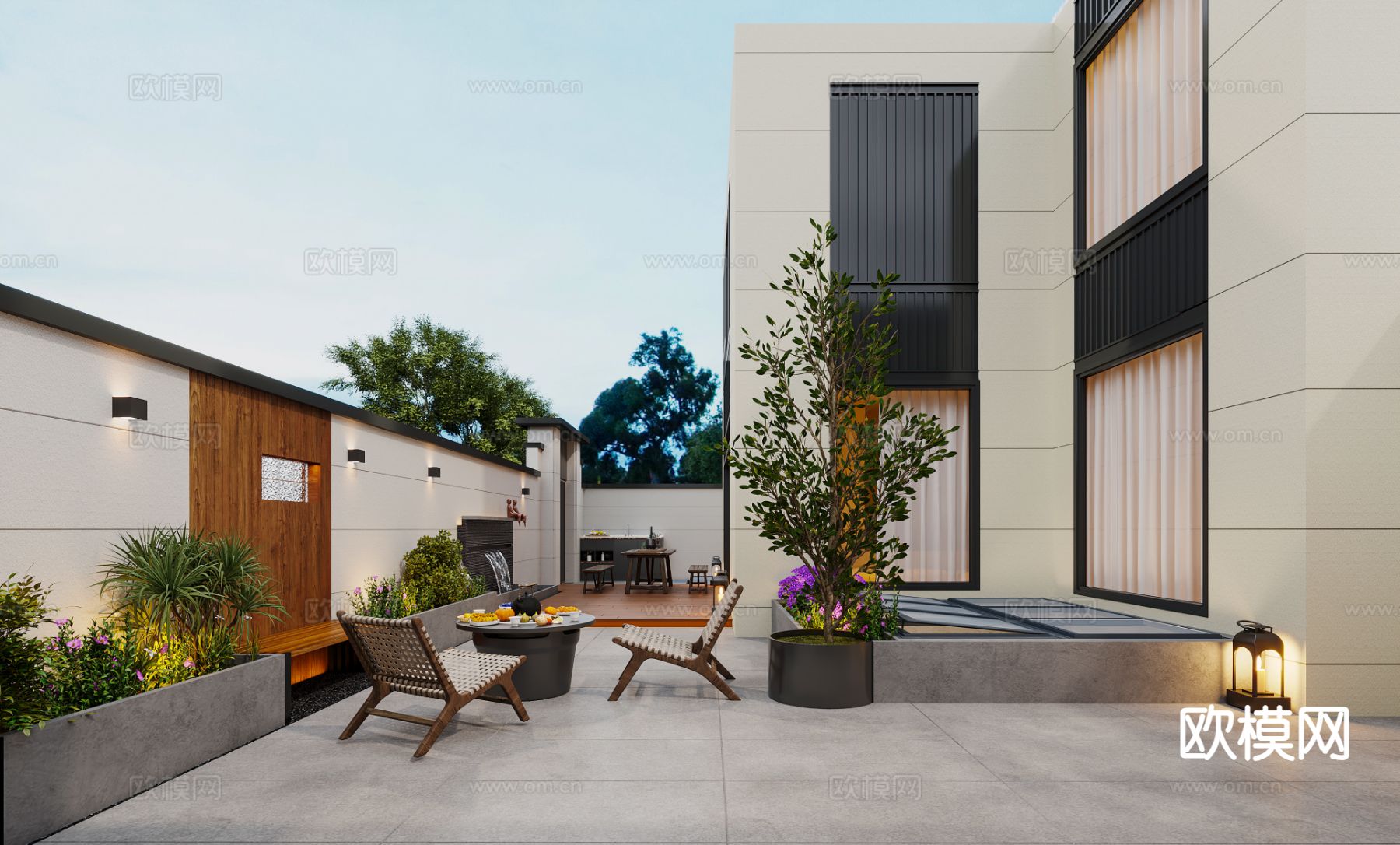 别墅庭院 花园3d模型下载（渲染图1）