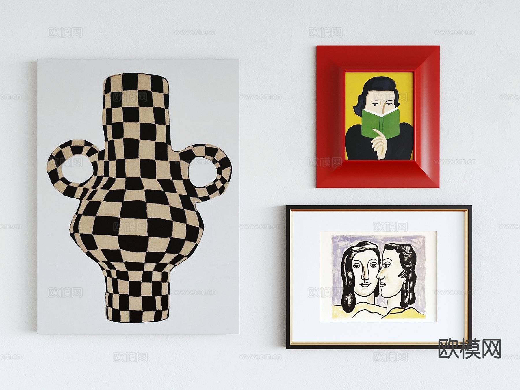 现代油画 挂画 装饰画3d模型下载