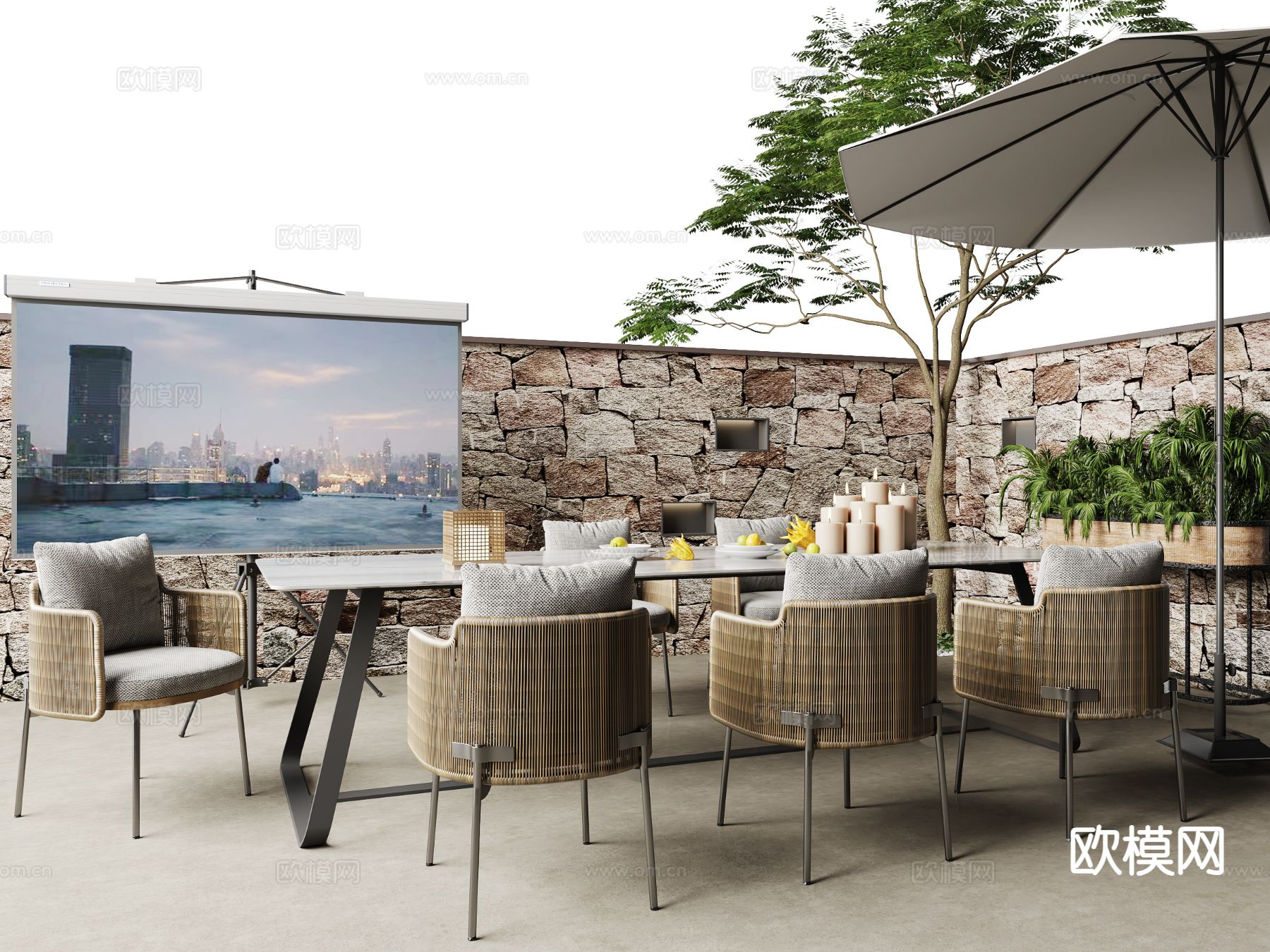 户外桌椅 餐桌椅3d模型下载